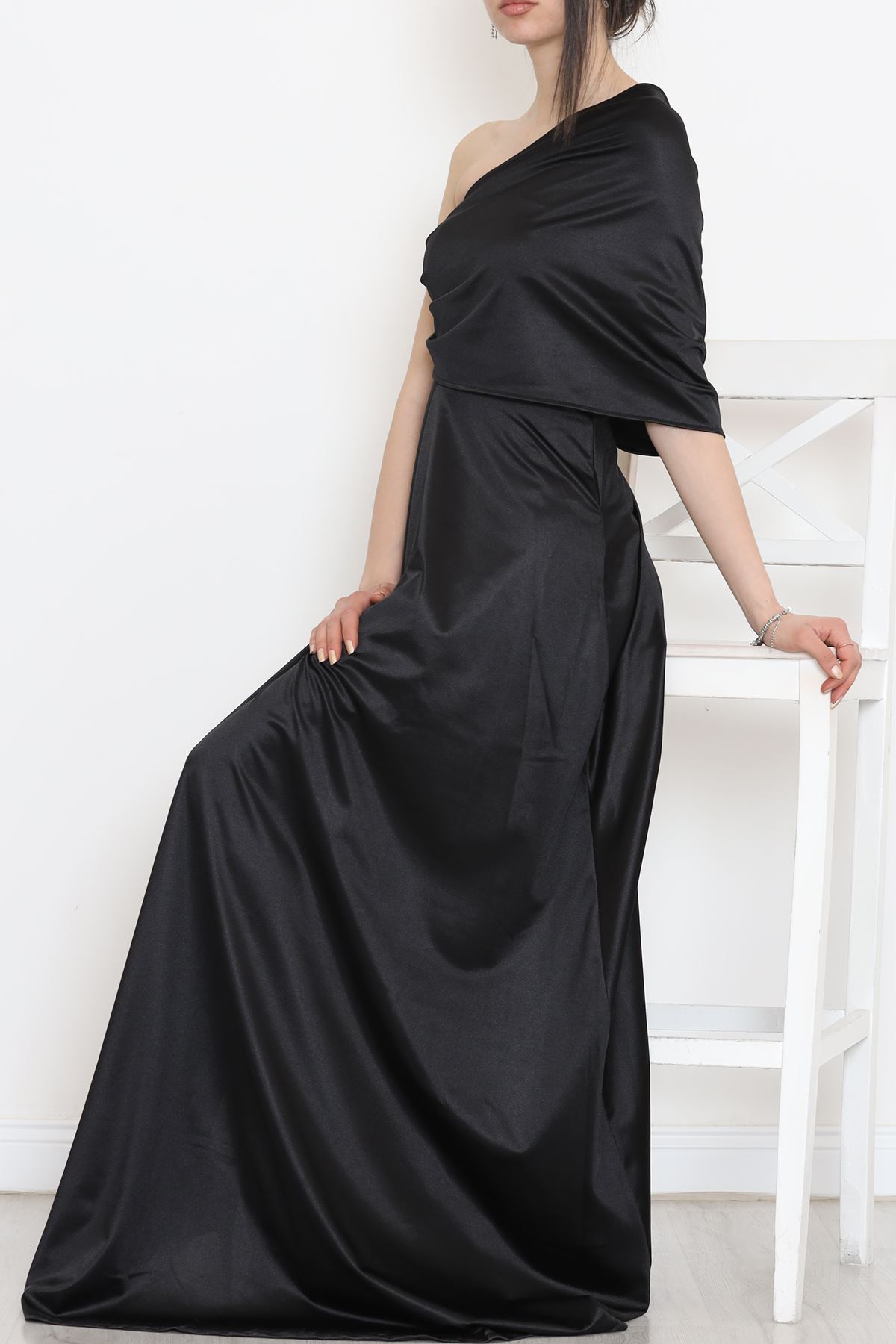 Long Satin Dress Black - 582227.1592.