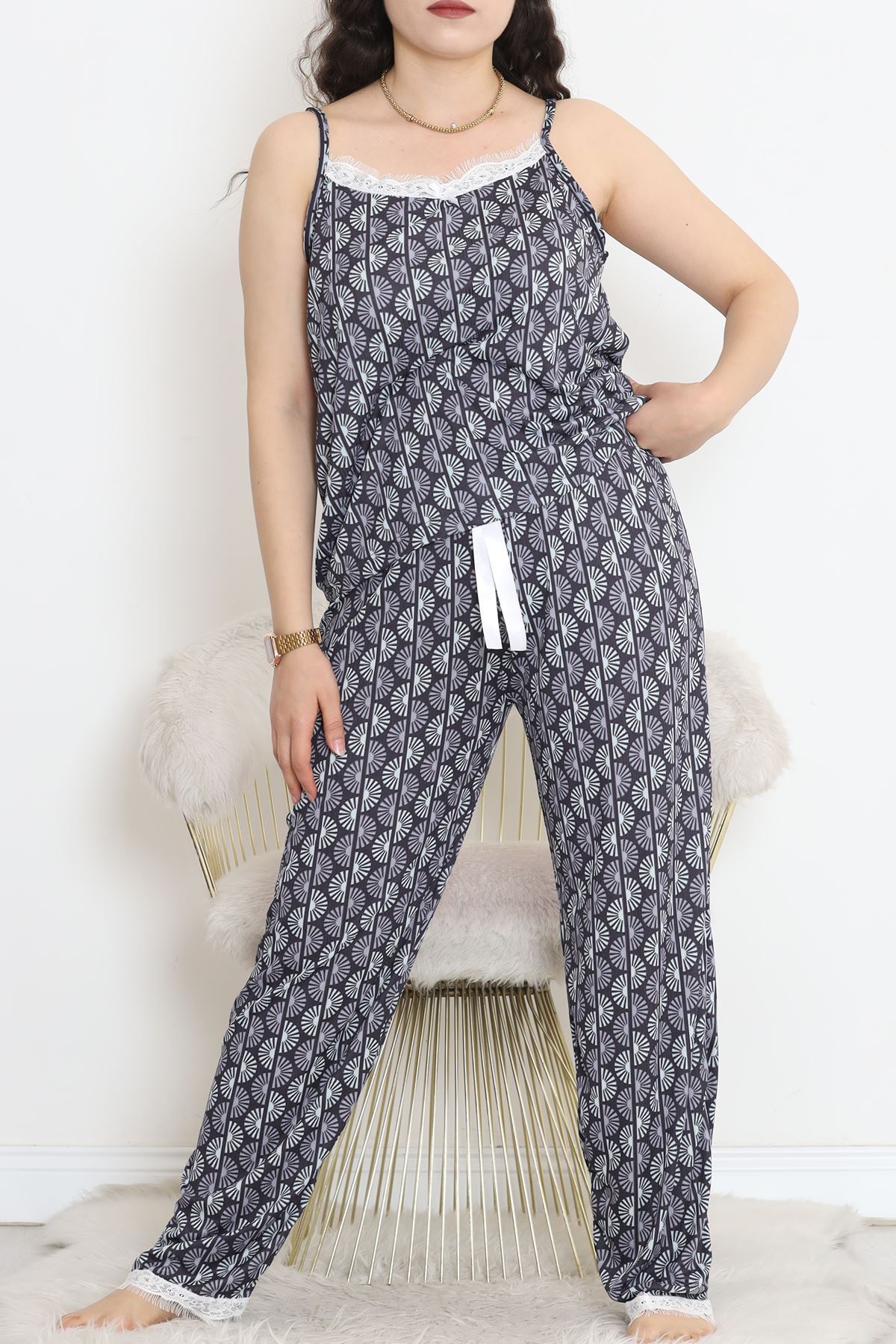 Rope Straps Battal Pajama Set Navy Blue - 174.1287.