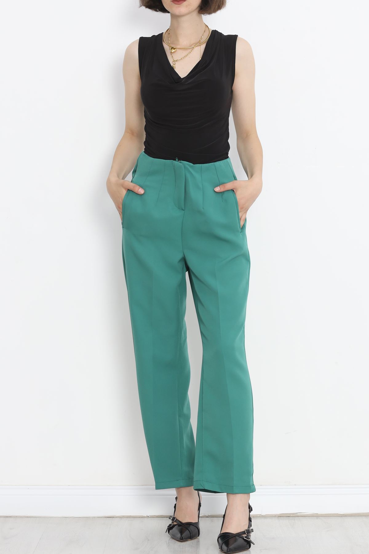 Pants with Waist Cuffs Dark Green - 20857.683.