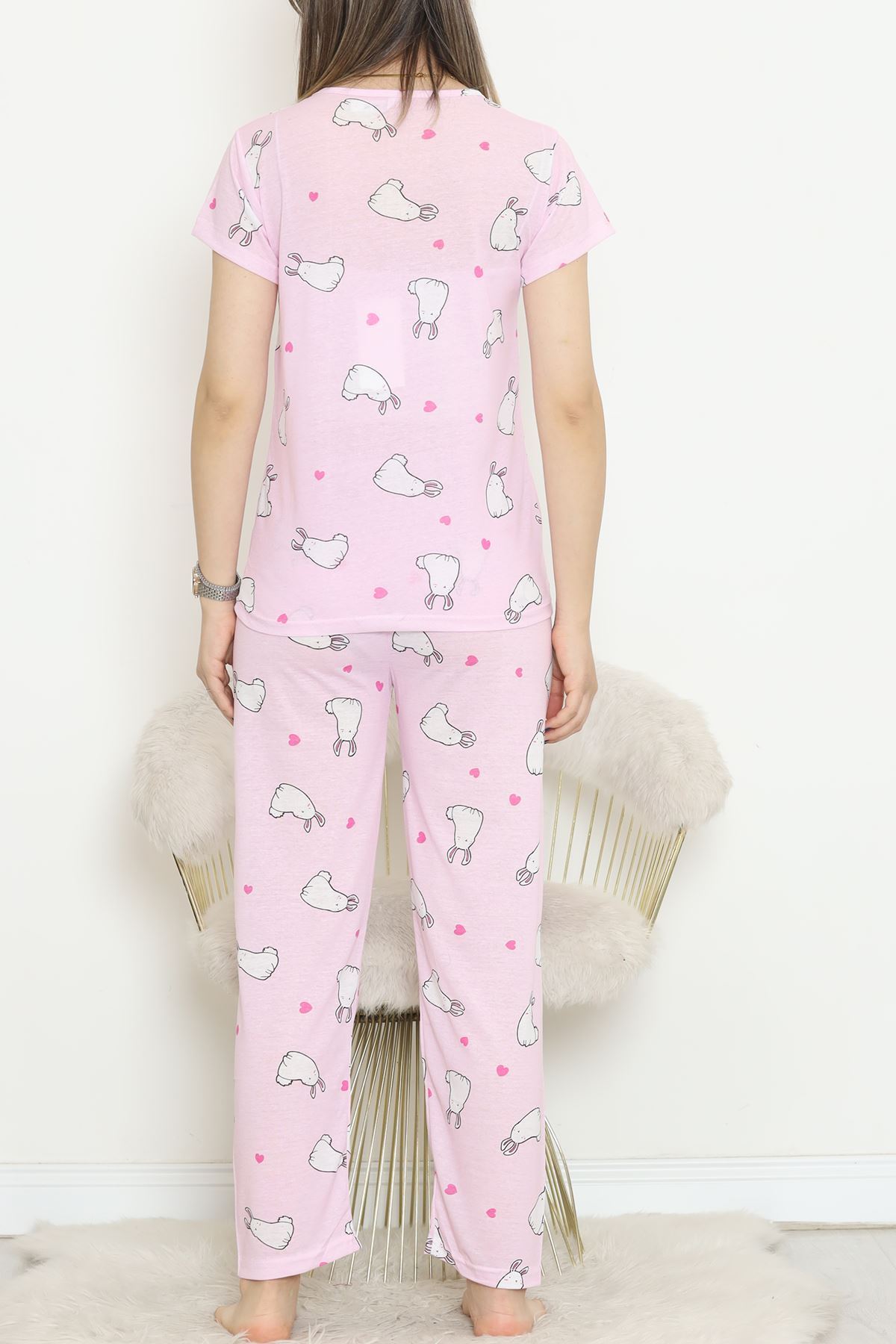 Patterned Pajama Set White Pink - 130.1287.