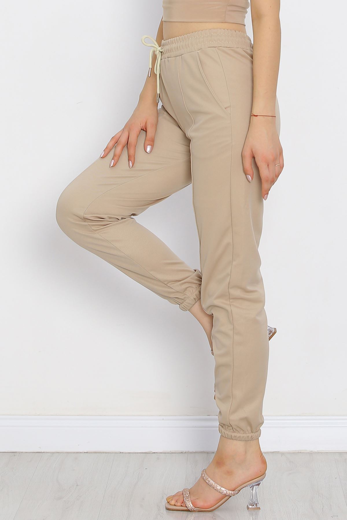 Pants with Elastic Waist Stitching Stone - 10063.1778.