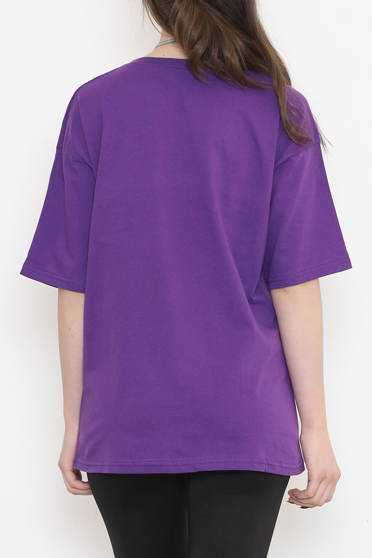 Printed Crew Neck T-shirt Purple - 16513.1567.