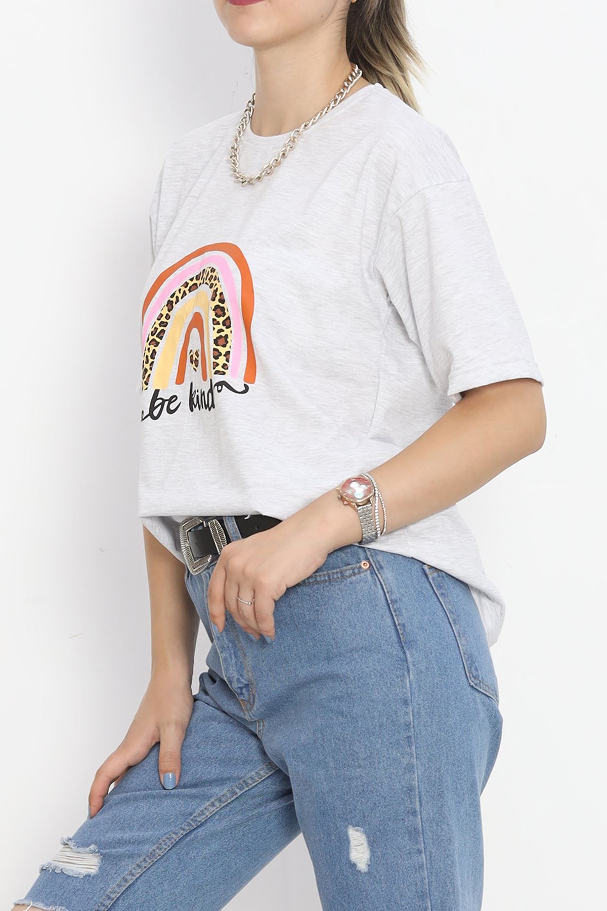 Printed Crew Neck T-Shirt Gray - 16522.1567.