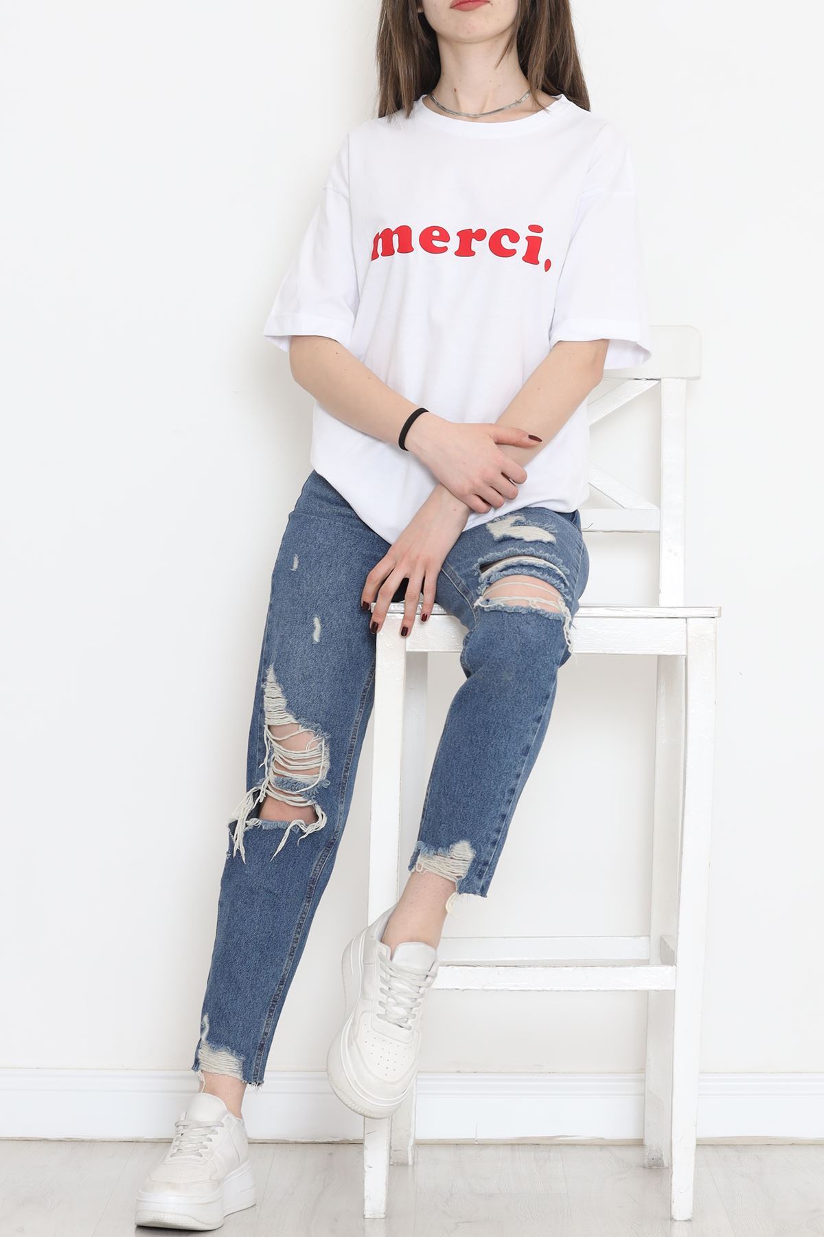 Printed Double Sleeve T-shirt White - 16536.1567.