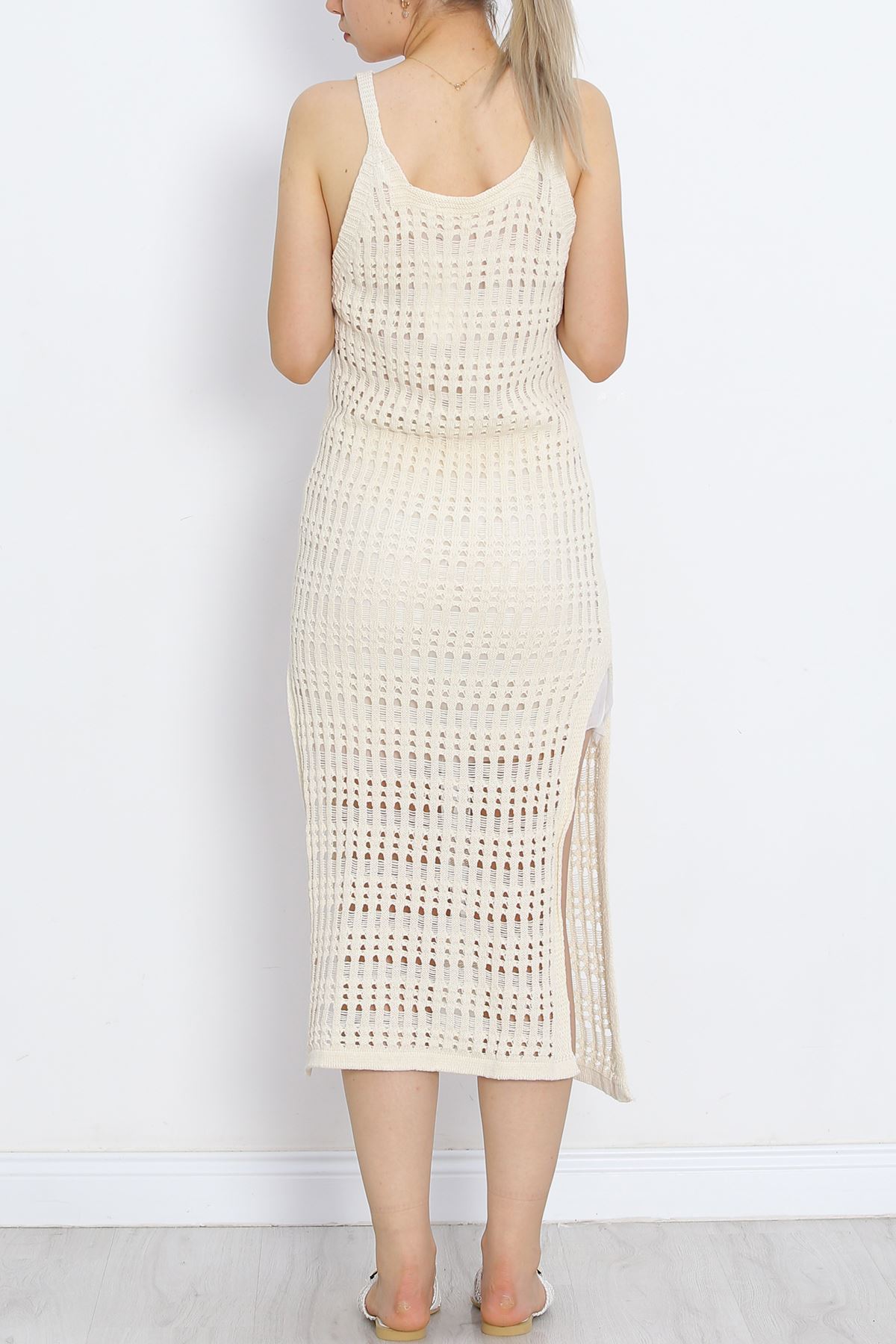 Knitwear Dress with Slits Beige - 18923.1247.