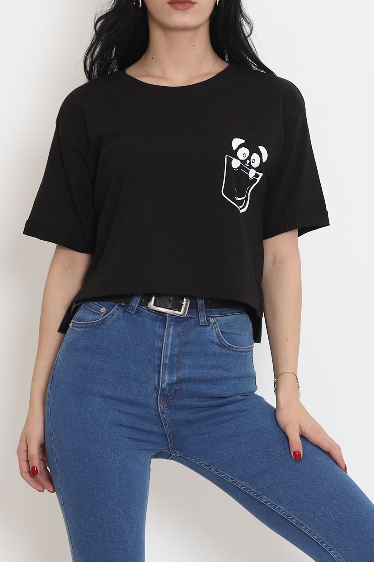 Printed Crop T-shirt Black - 16487.1567.