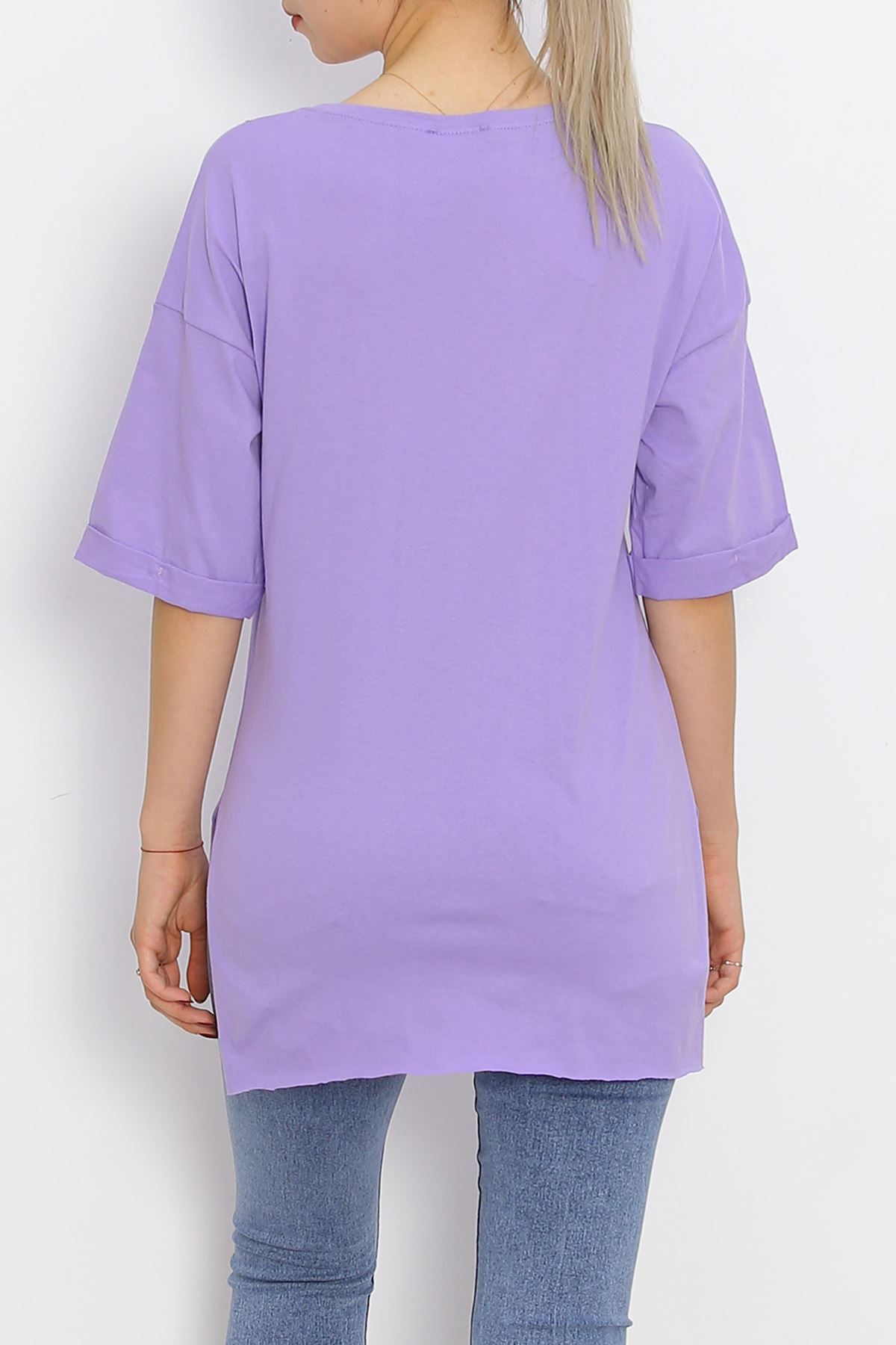 Double Sleeve Printed T-Shirt Lilac - 16556.1567.