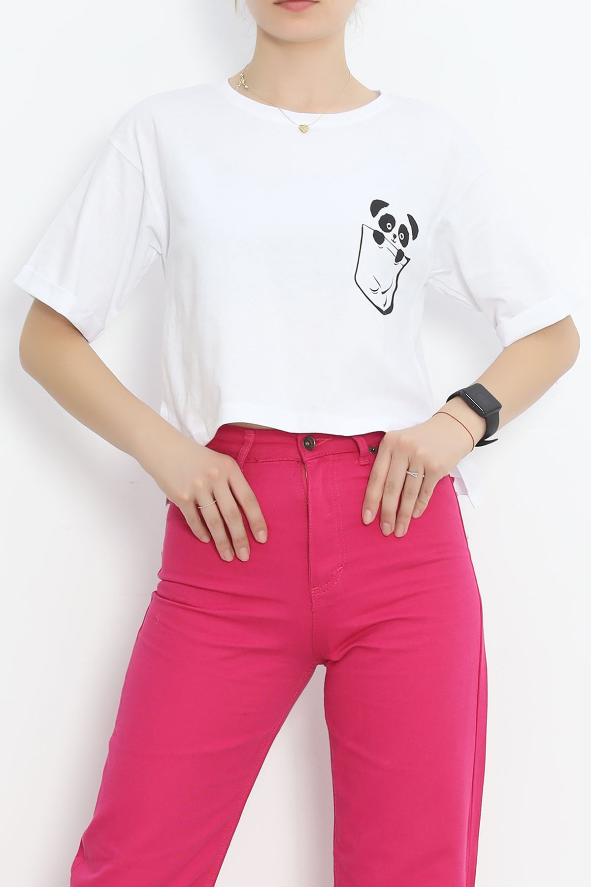 Printed Crop T-shirt White - 16487.1567.