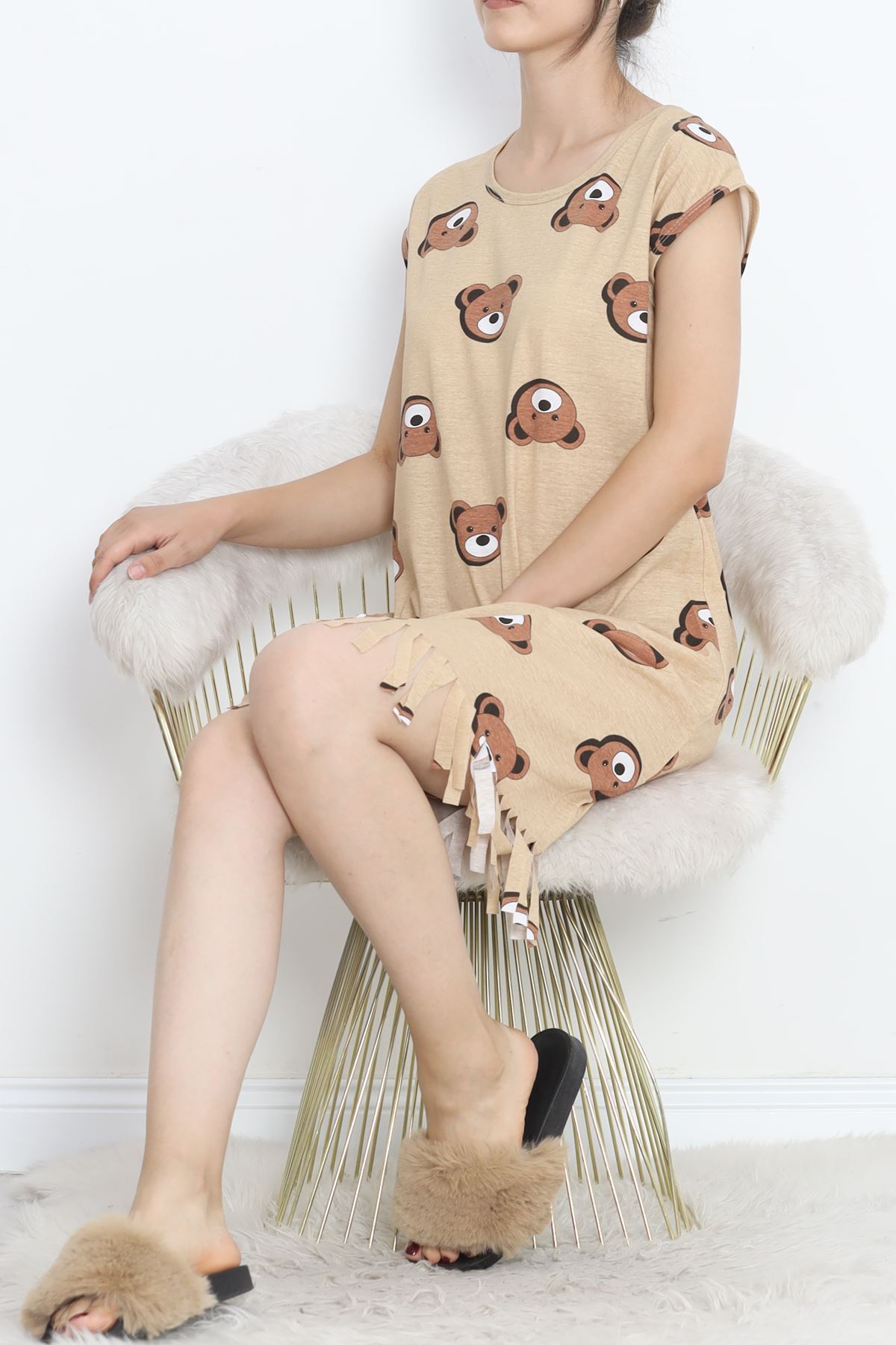 Printed Rotation Tasseled Dress Coffee - 263.1287.