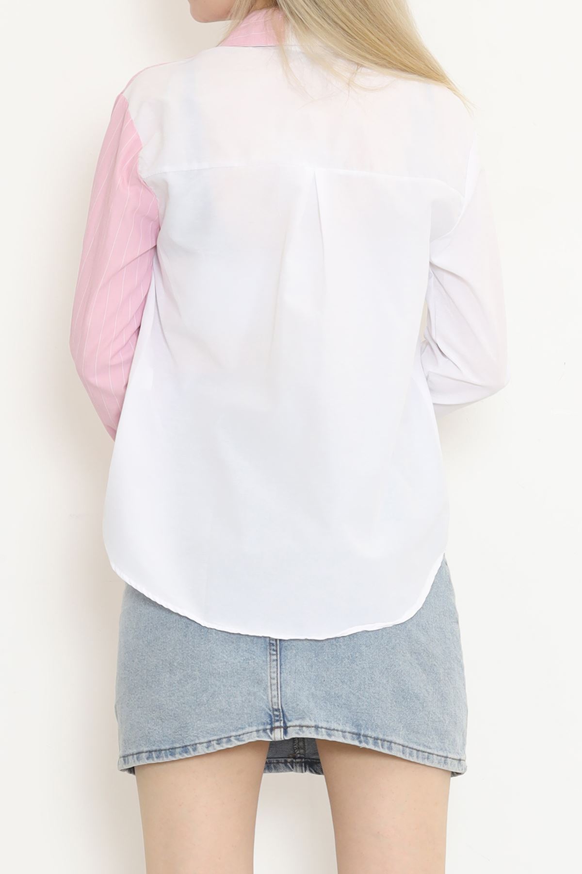 Heart Embroidered Shirt Pink-White - 986.1247.