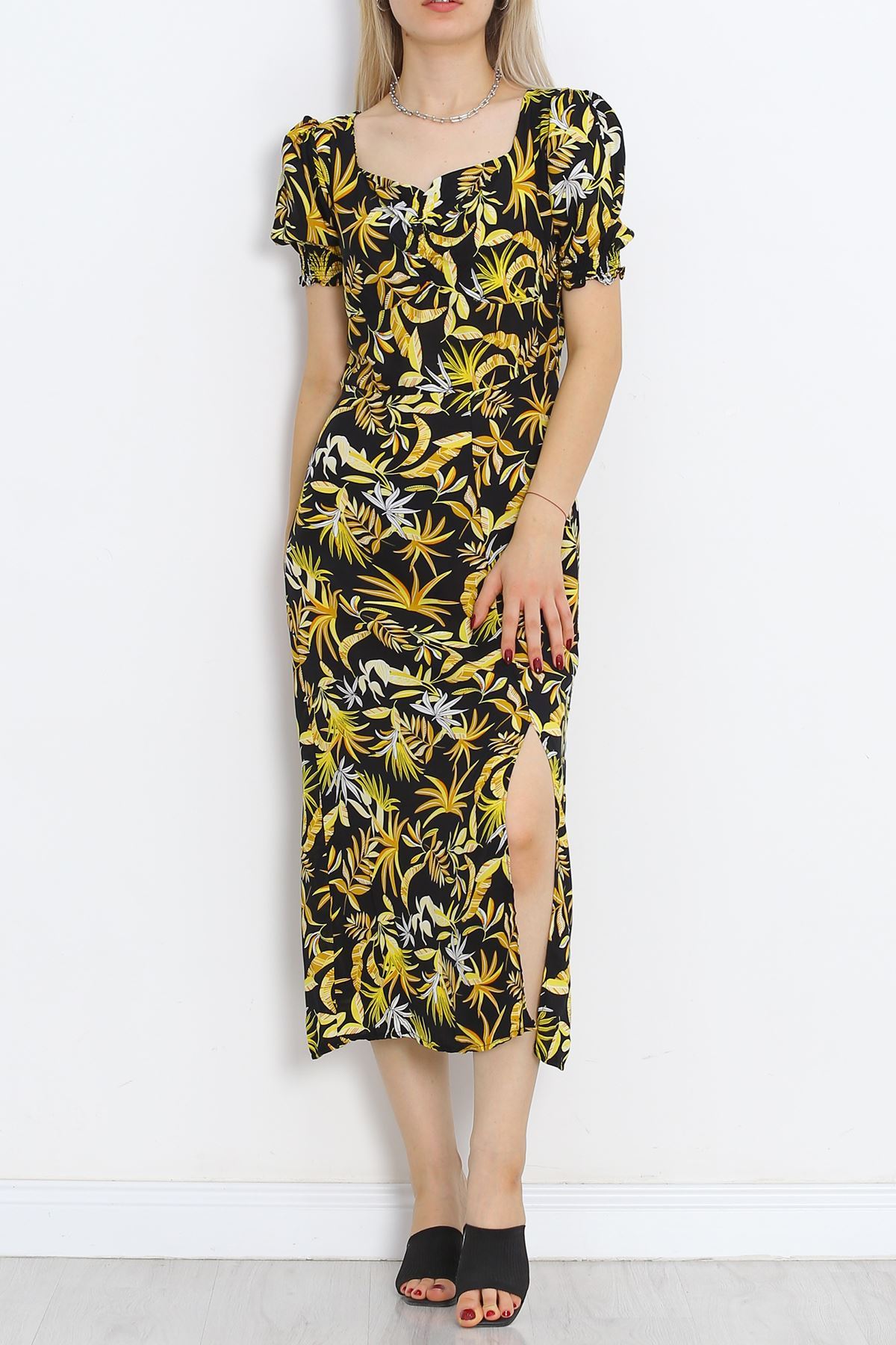 Kiss Collar Dress Yellow Floral - 696.1247.