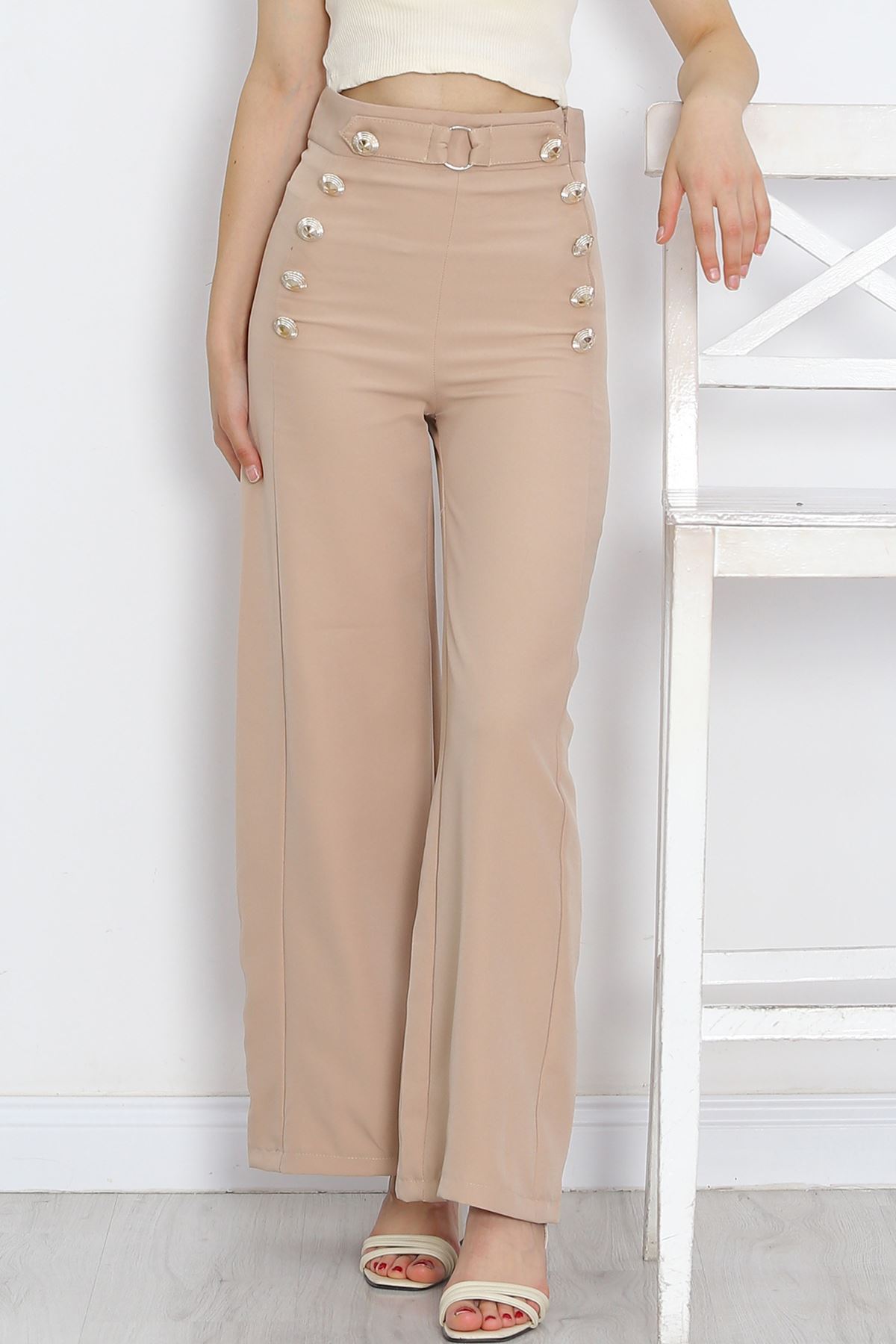 Button Detailed Pants Beige - 20826.683.