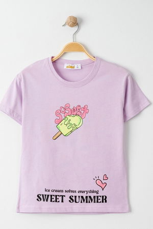 3-7 Years Printed Kids T-Shirt Lilac - 624055.1576.