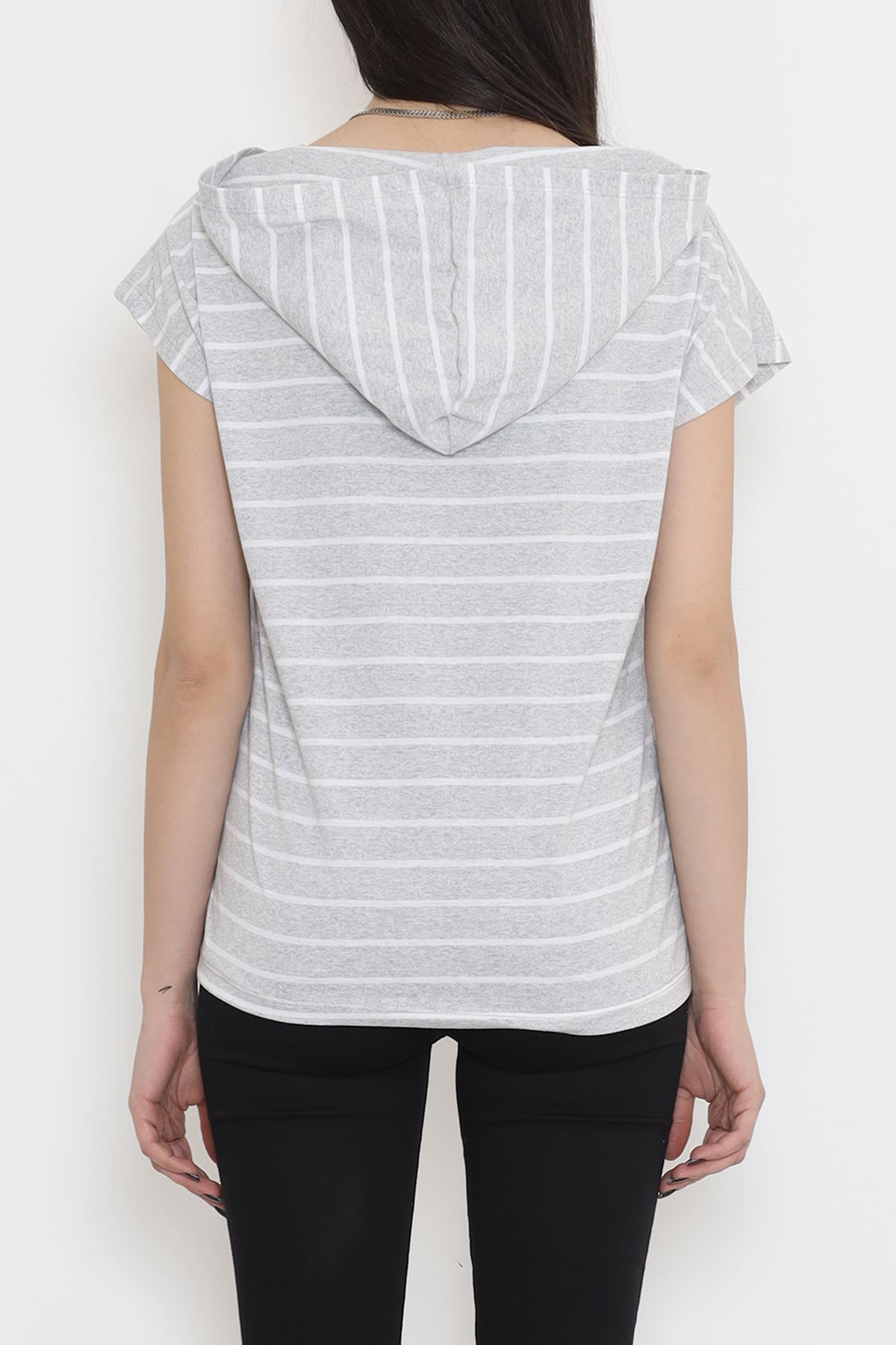 Striped Hooded T-shirt Gray - 15270.1567.