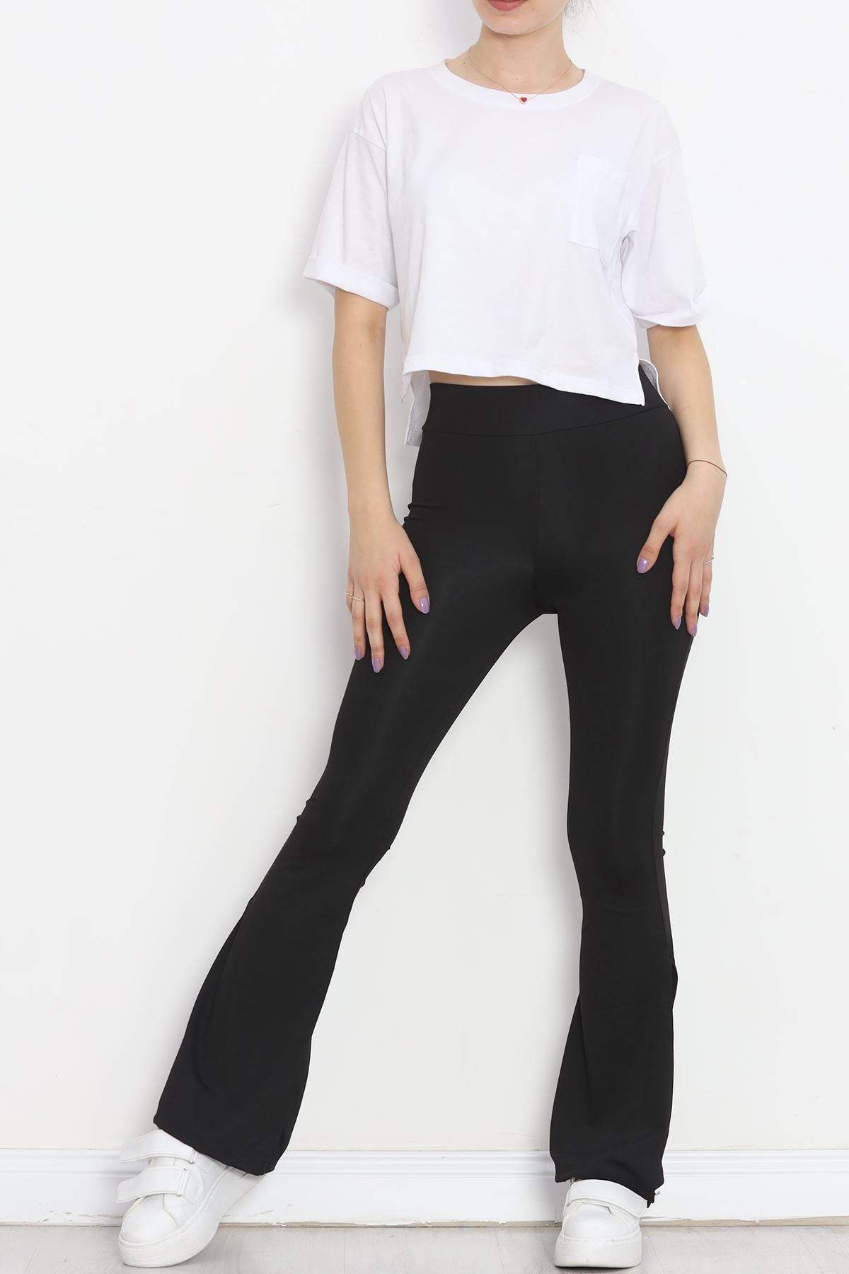 Flared Leggings with Slits Diving Leggings Black - 16809.1098.