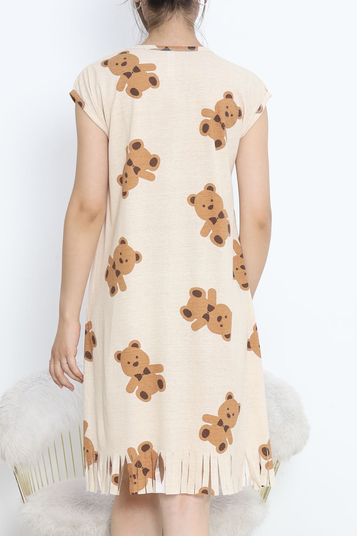 Printed Rotation Tasseled Dress Beige-Brown - 263.1287.