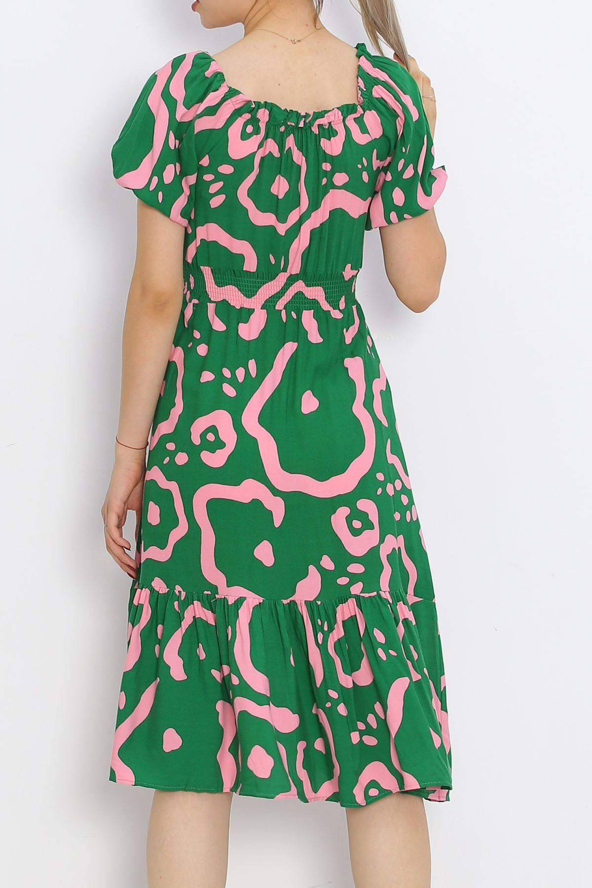 Madonna Collar Dress Green Pink - 18935.1247.