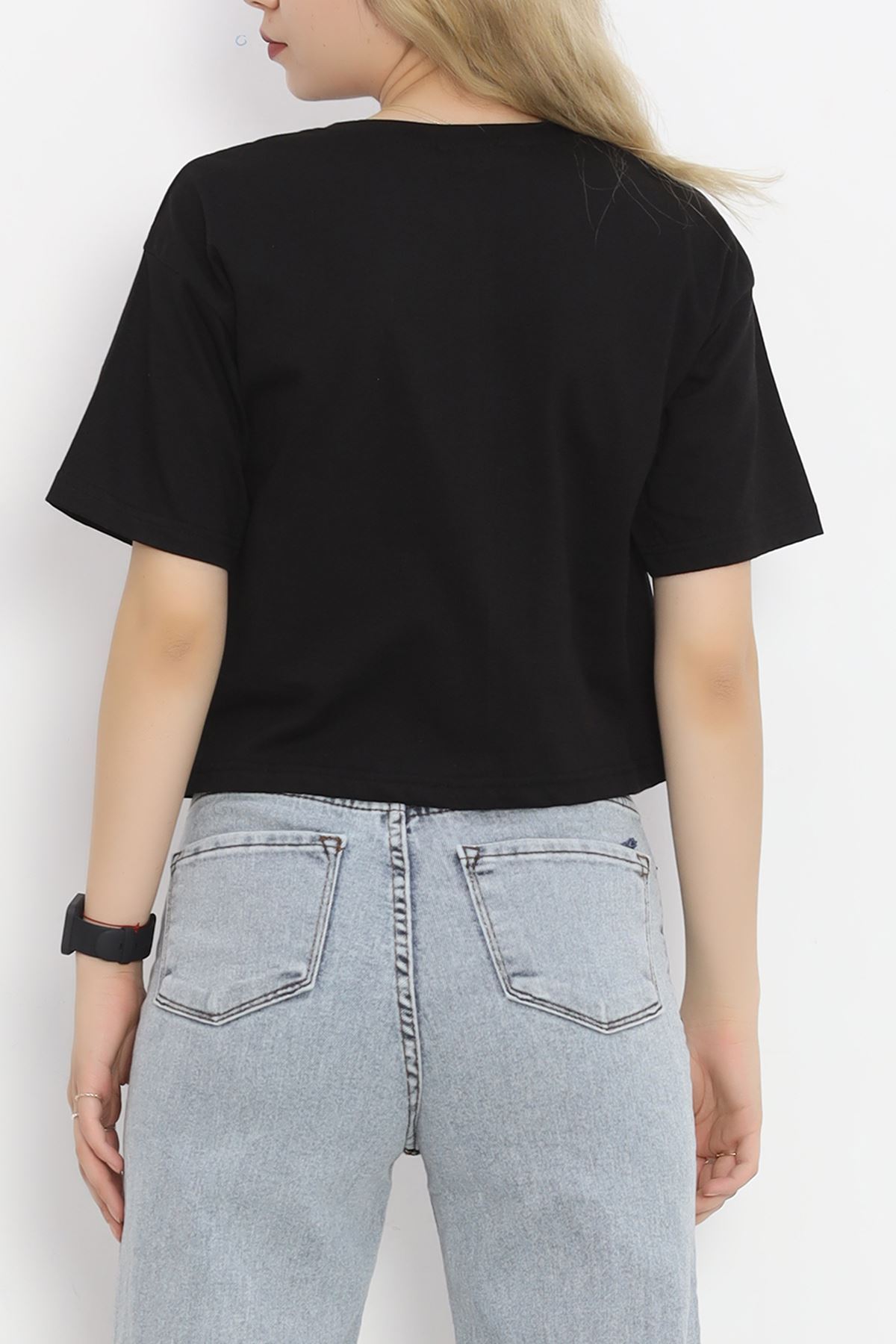 Printed Crop T-shirt Black - 16473.1567.