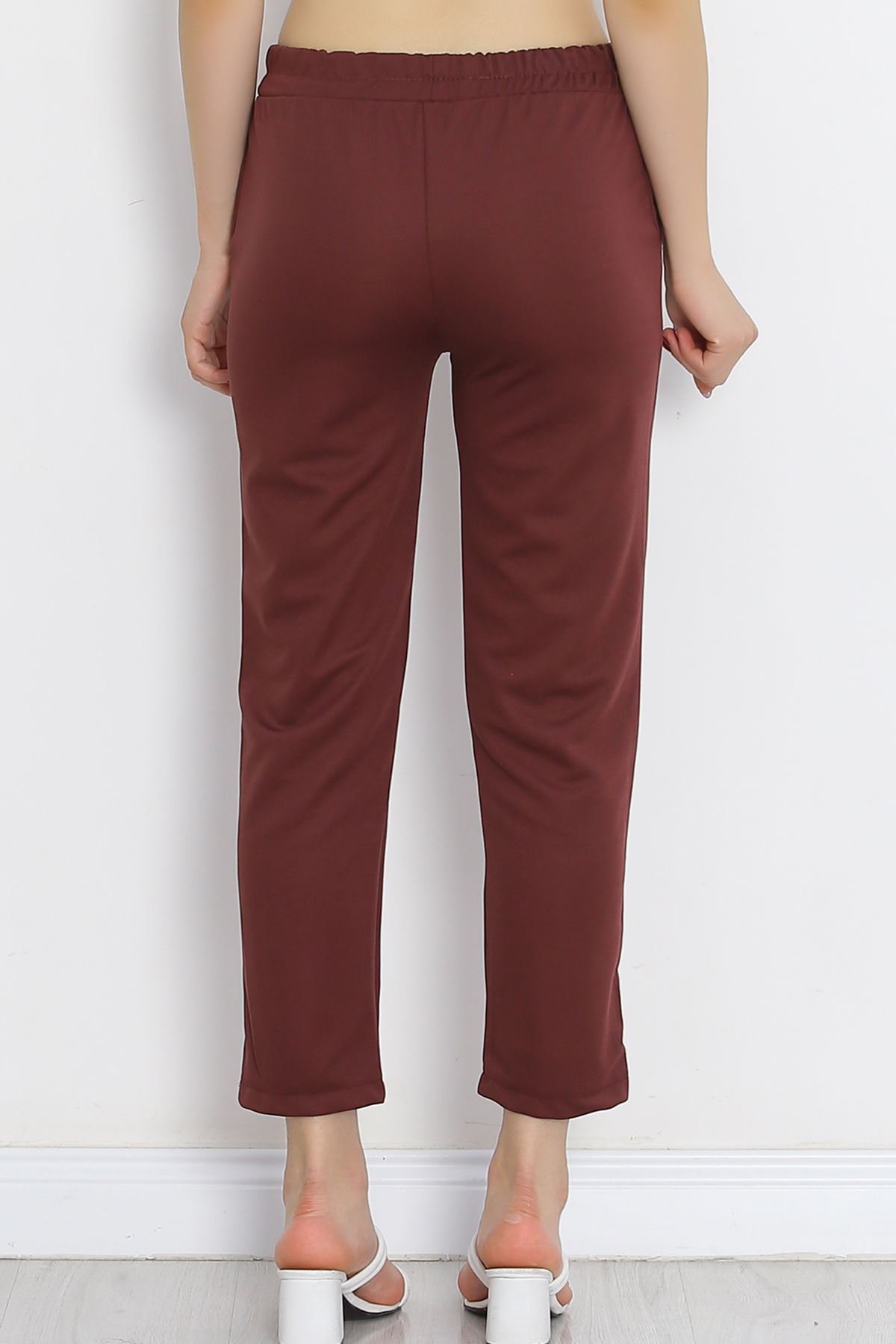 Crepe Lace-up Detailed Trousers Mud - 152429.1778.