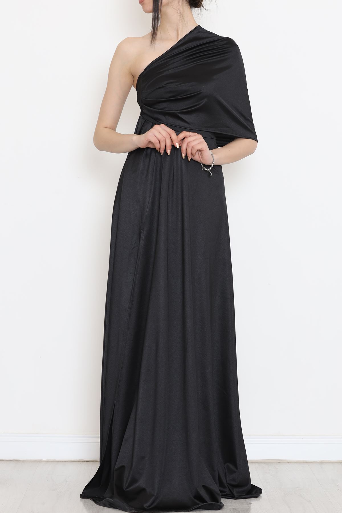 Long Satin Dress Black - 582227.1592.