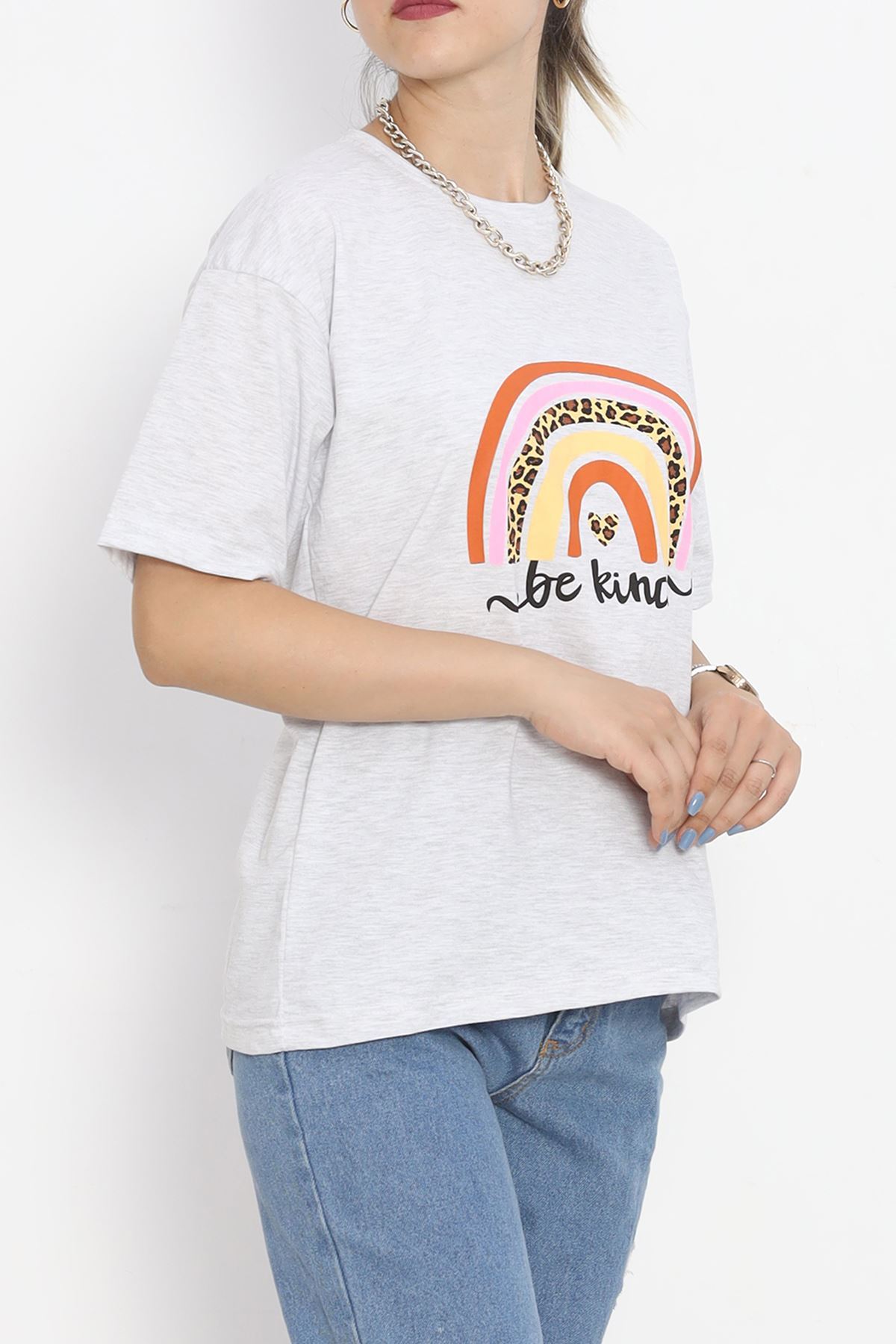 Printed Crew Neck T-Shirt Gray - 16522.1567.