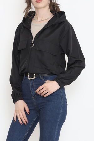 Double Pocket Crop Raincoat Black - 17743.1247.