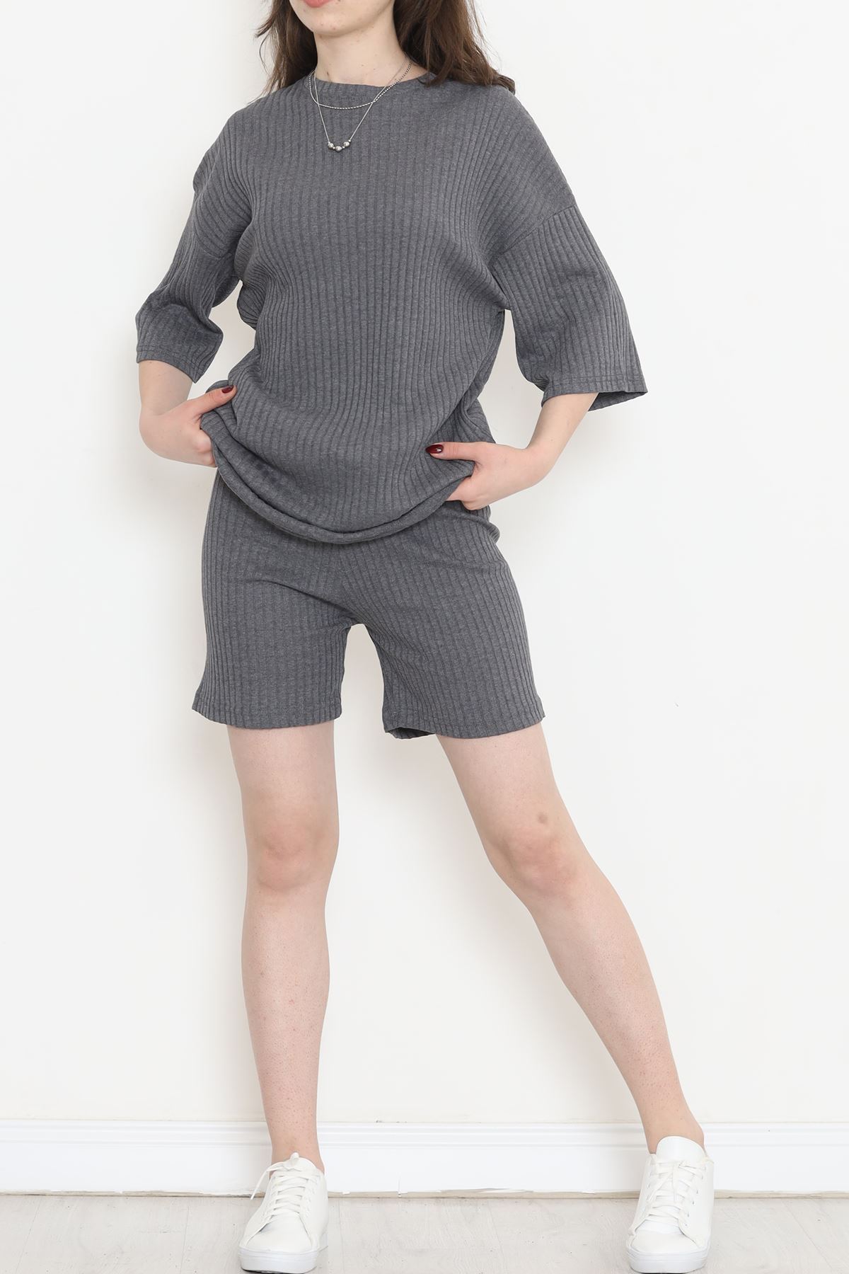 Crew Neck Shorts Set Anthracite - 11552.1567.