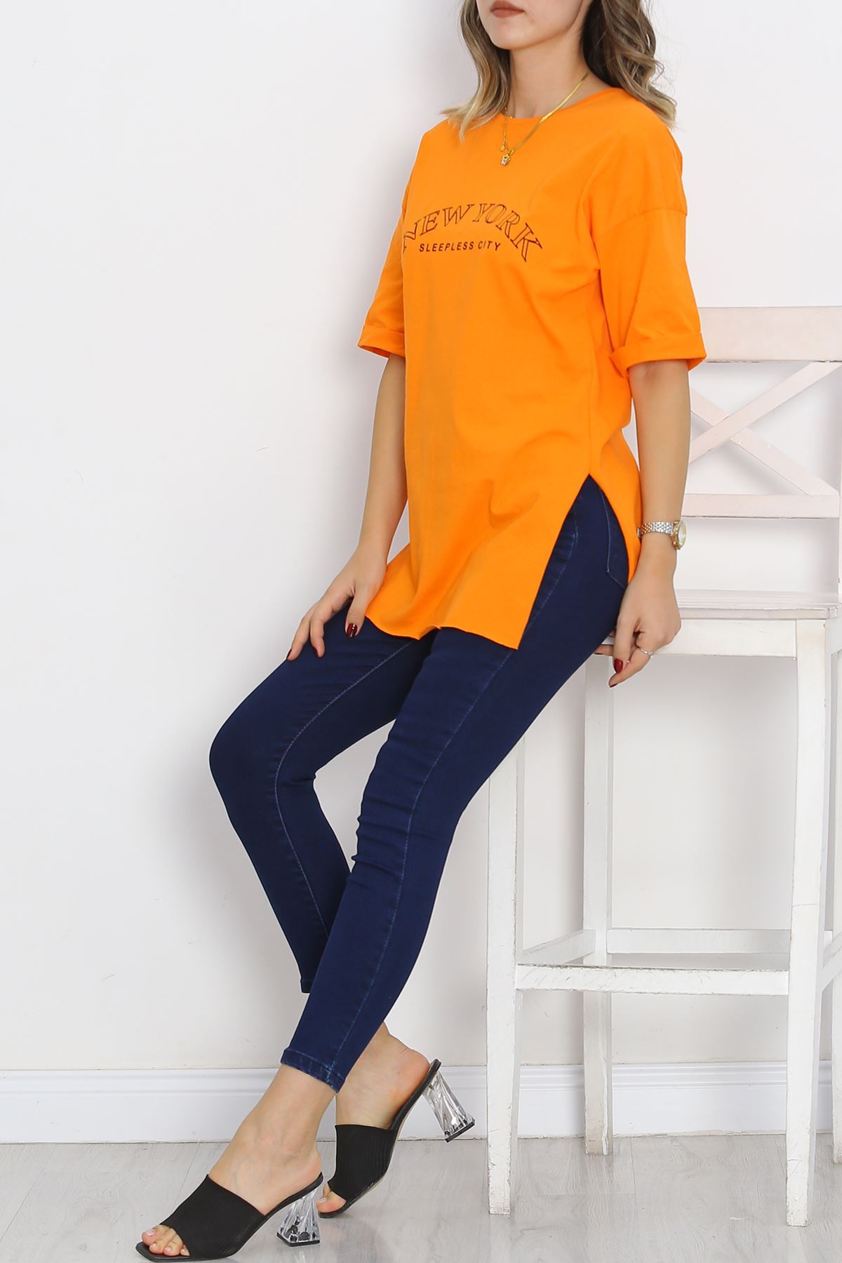 Printed Double Sleeve T-Shirt Orange - 16560.1567.