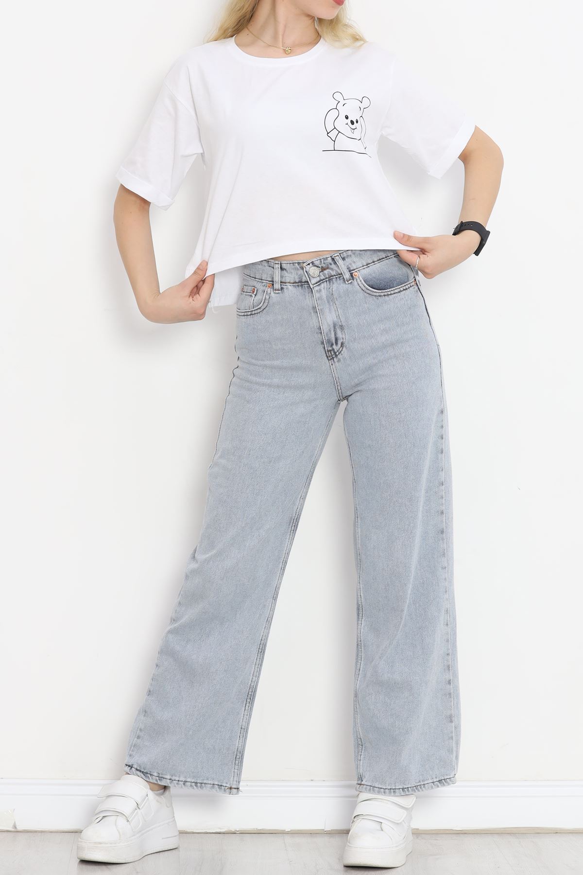 Printed Crop T-shirt White - 16491.1567.