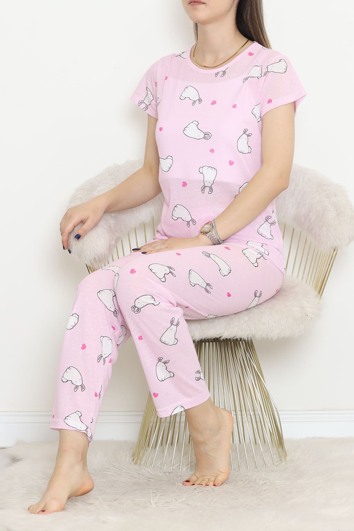 Patterned Pajama Set White Pink - 130.1287.