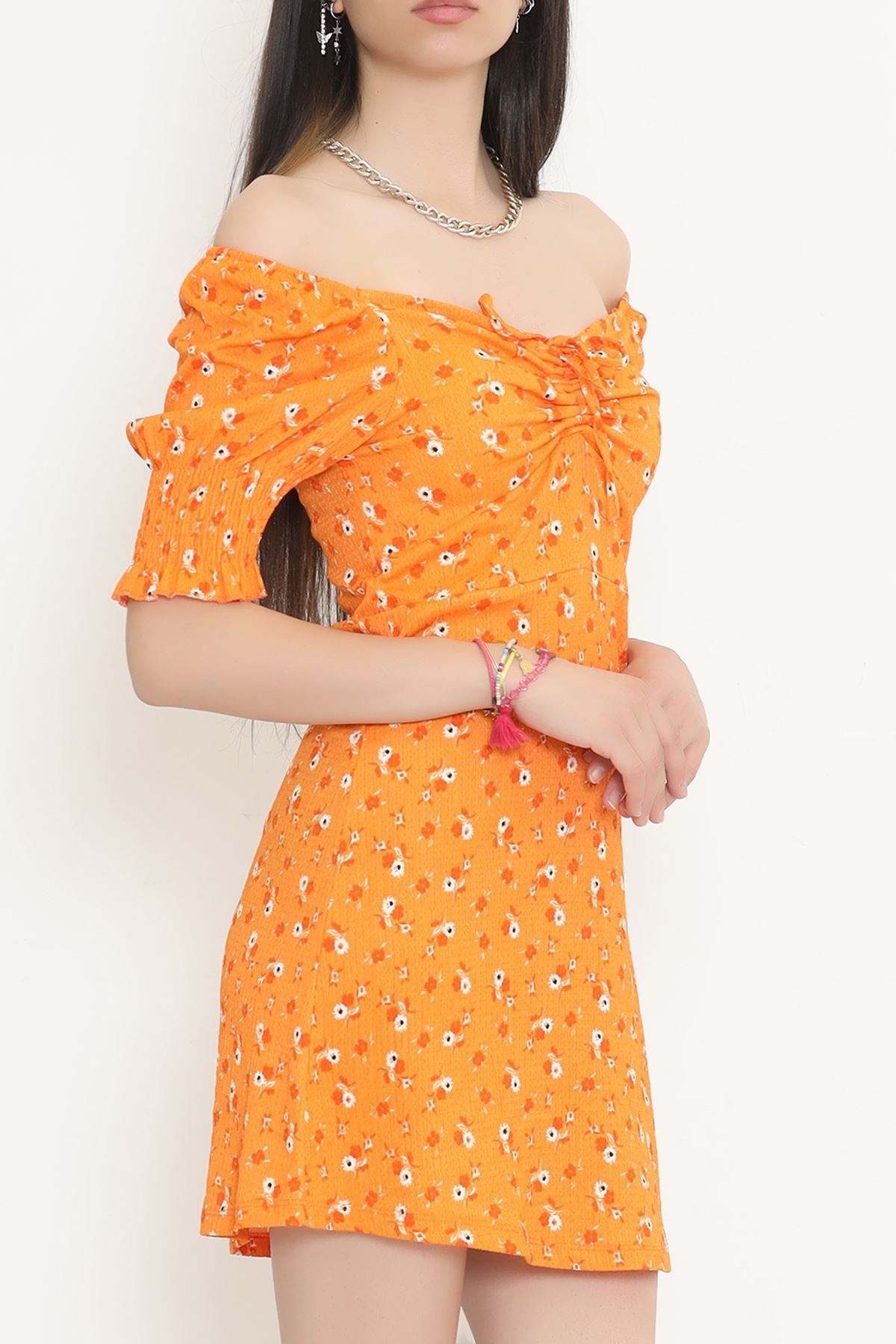 Burlap Patterned Dress Orange - 720.1247.