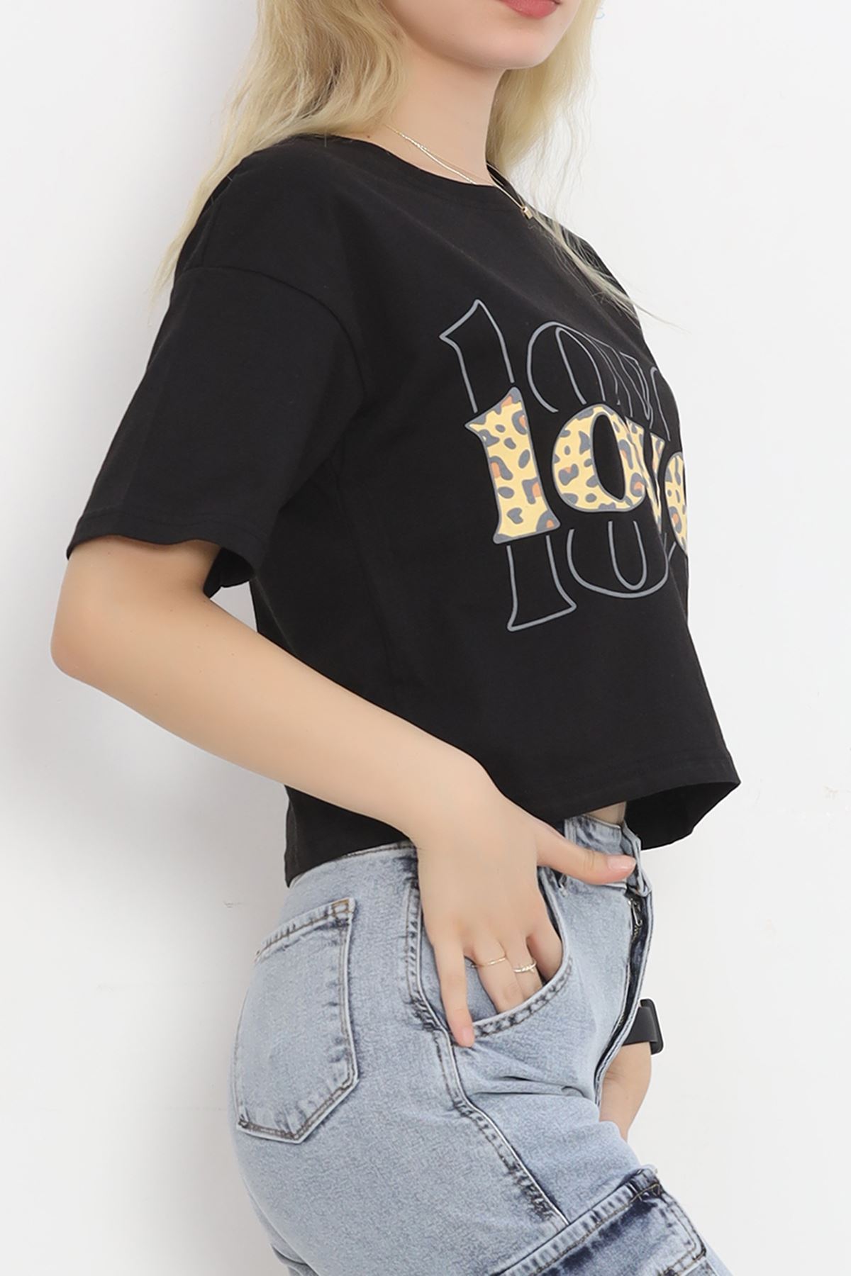 Printed Crop T-shirt Black - 16483.1567.