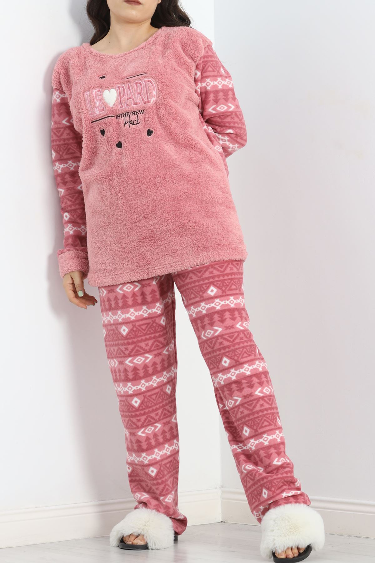 Battal Polar Pijama Takımı Pembe - 19199.1048.