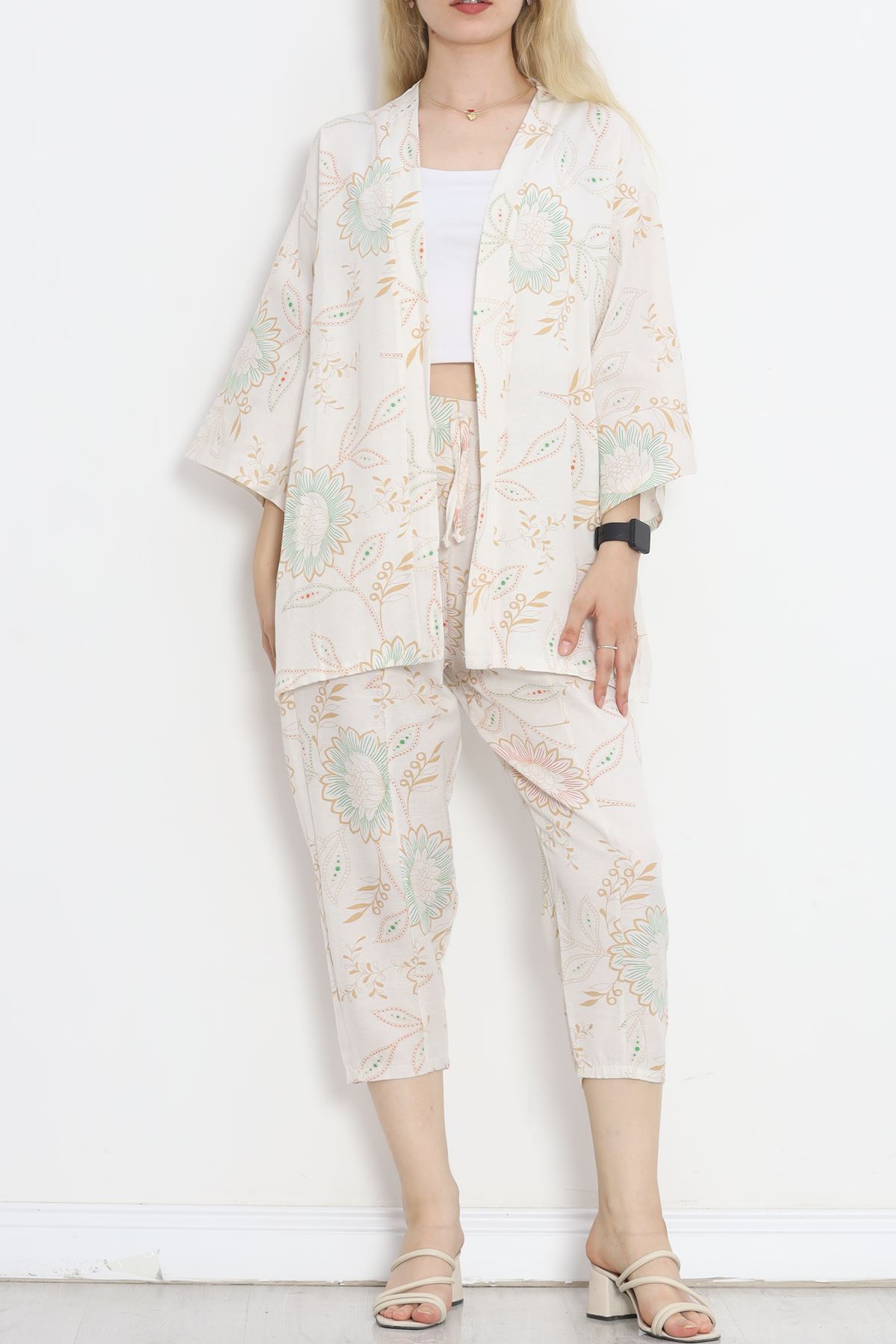 Kimono Set Beige Patterned - 152342.701.