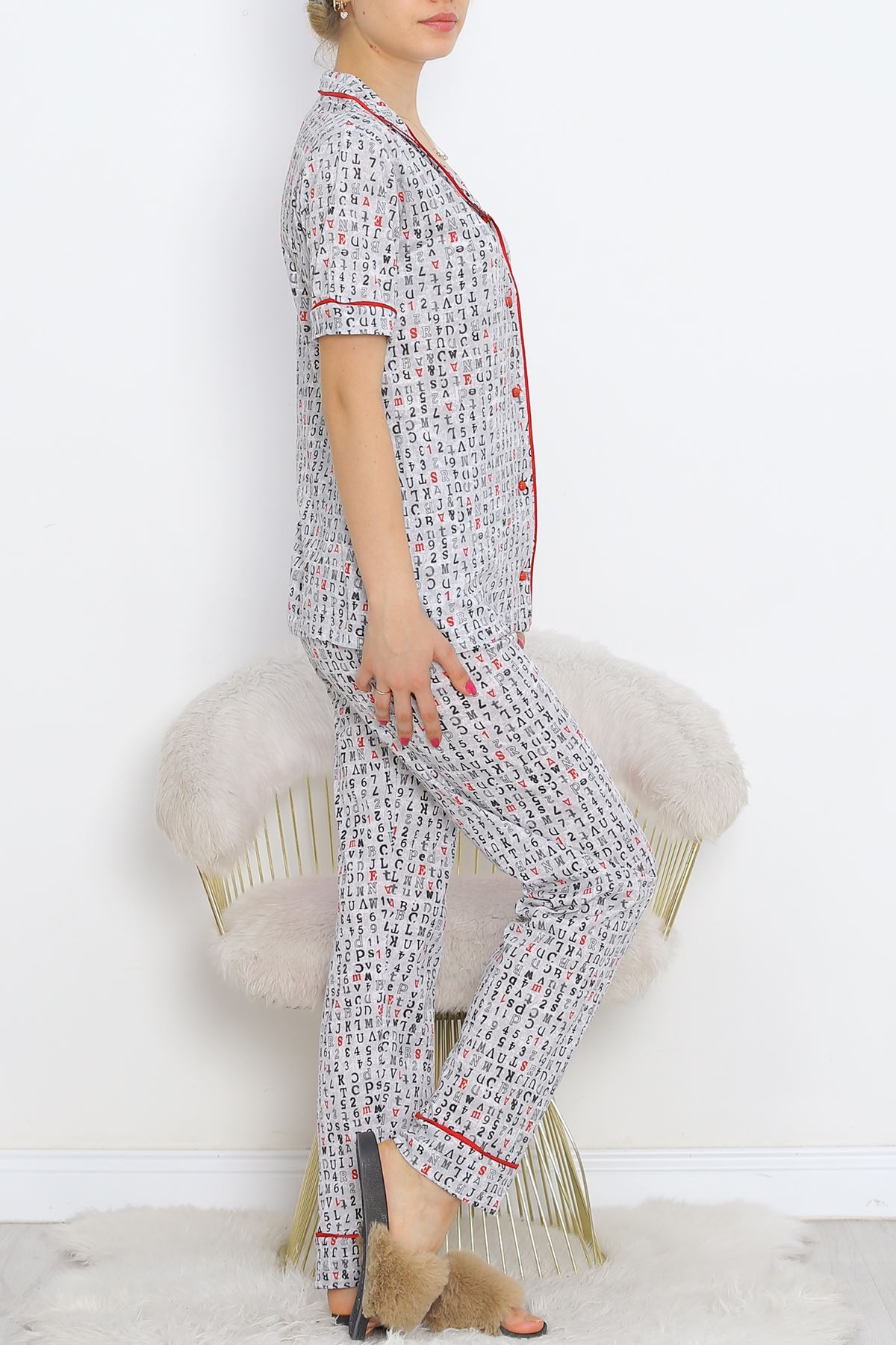 Button Pajama Set Gris Black - 18948.1567.