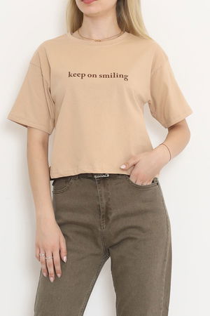 Printed Crop T-shirt Mink - 16468.1567.