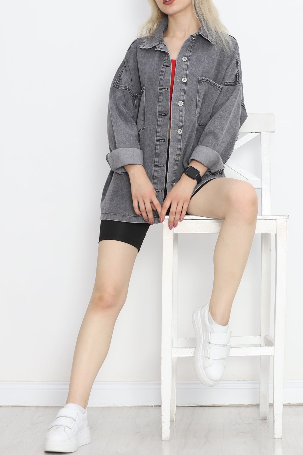 Denim Shirt Anthracite with Front Pocket - 16699.1778.