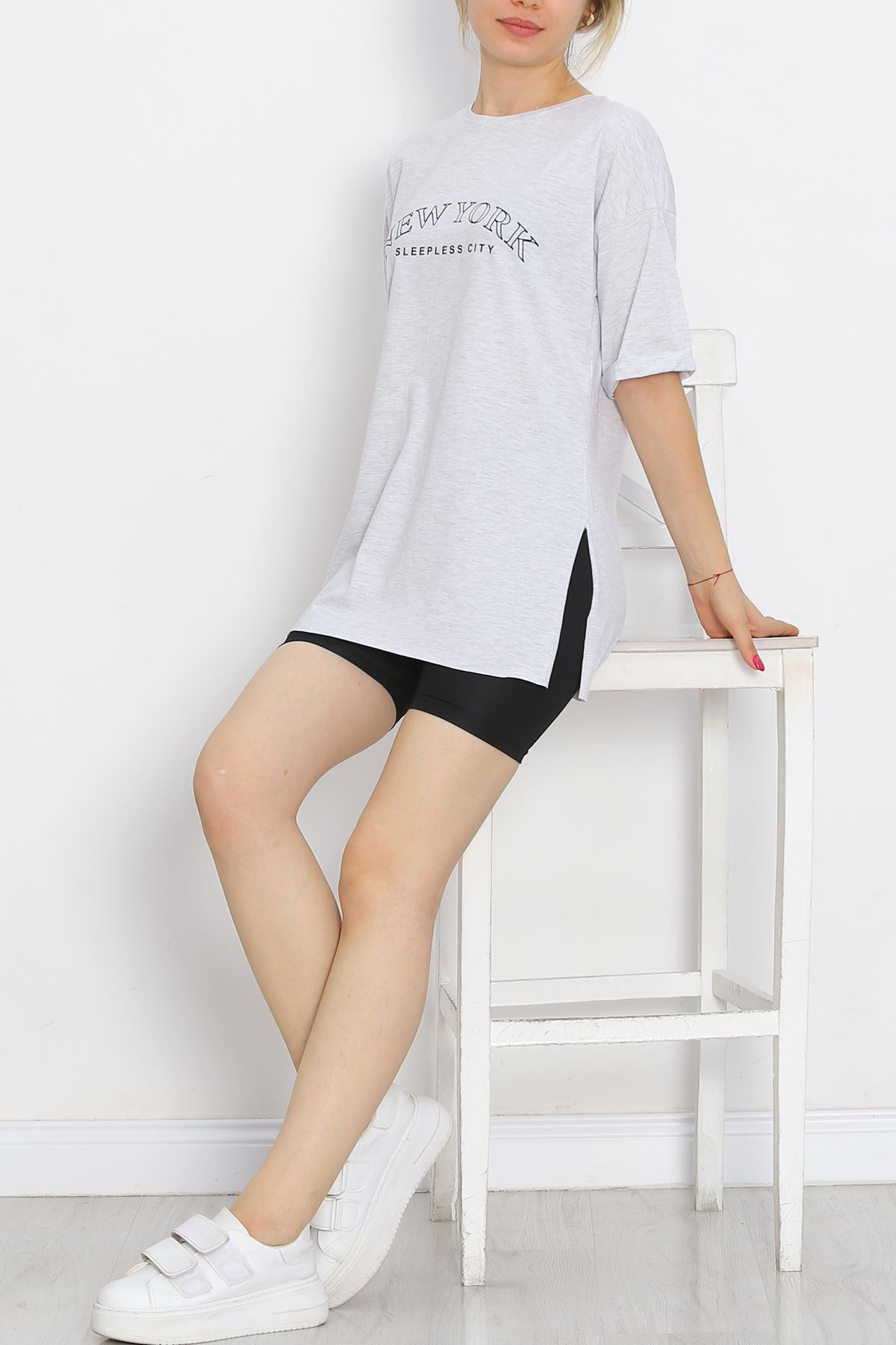 Printed Double Sleeve T-Shirt Gray - 16560.1567.