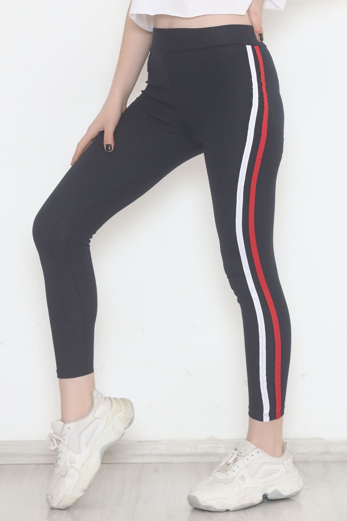 Double Stripe Ribbed Leggings Navy Red - 9948.1567.