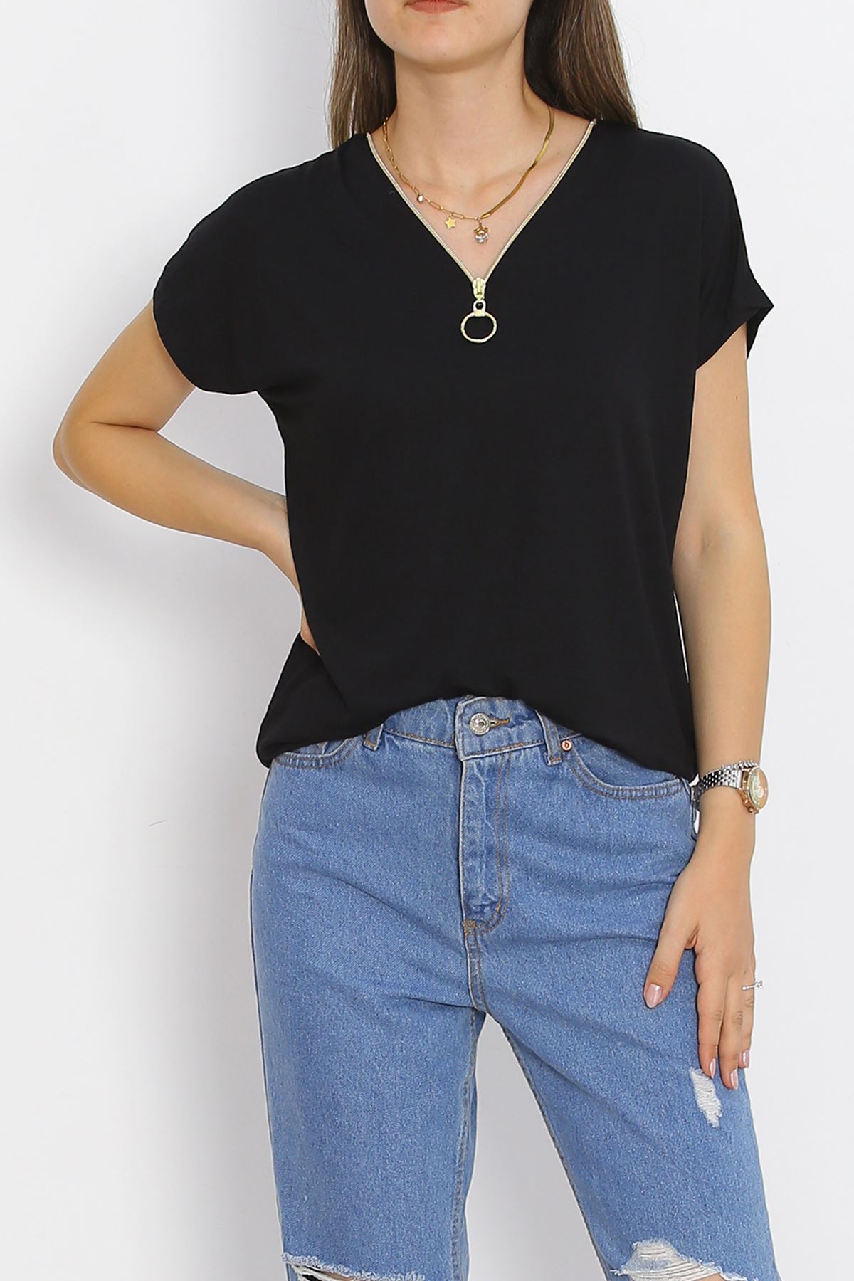 Zipper T-shirt Black - 20202.102.