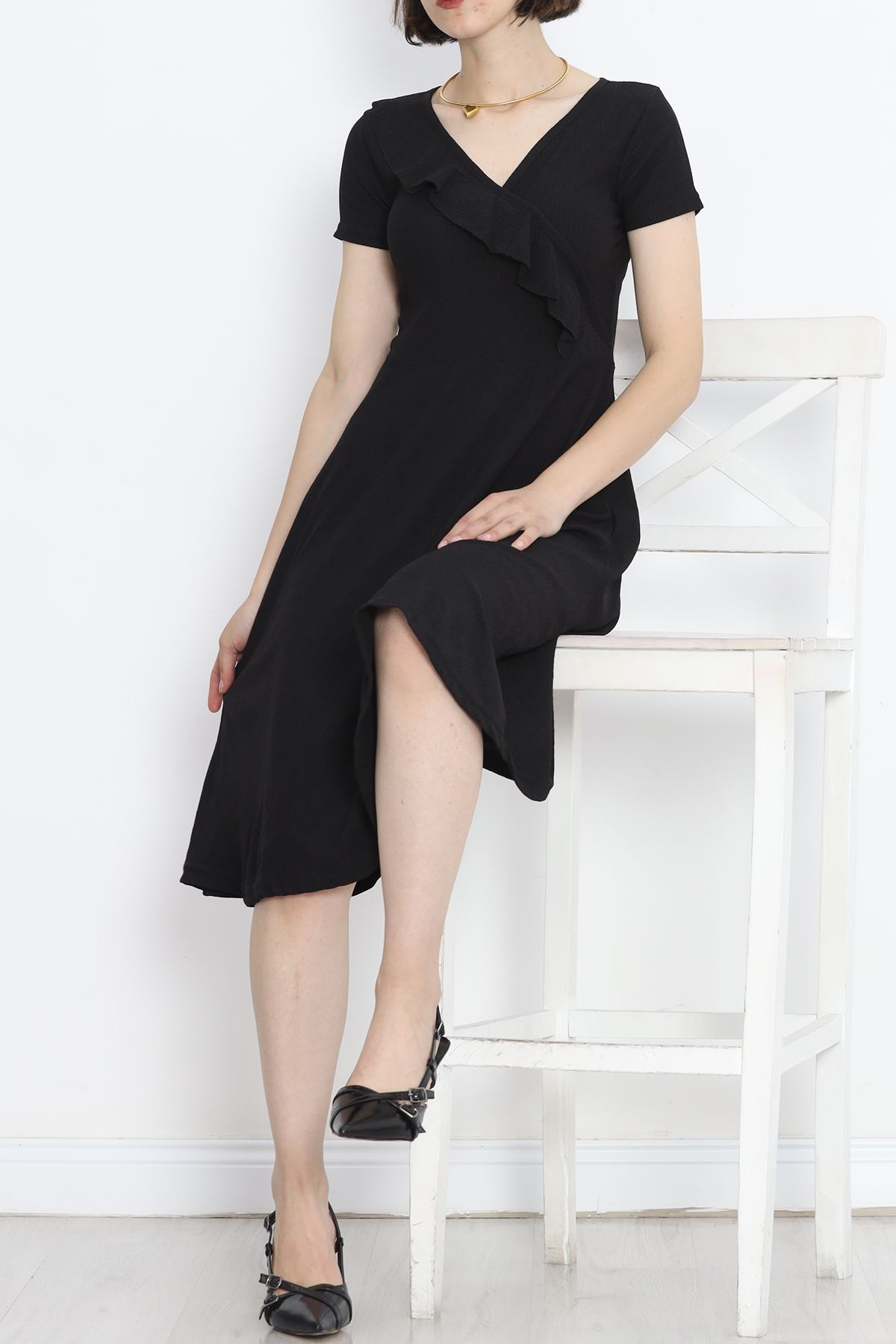 Double-breasted Kimono Dress Black - 152403.701.