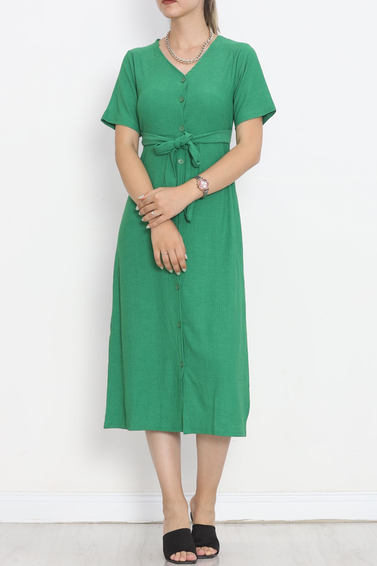 Button Front Dress Green - 12181.1254.