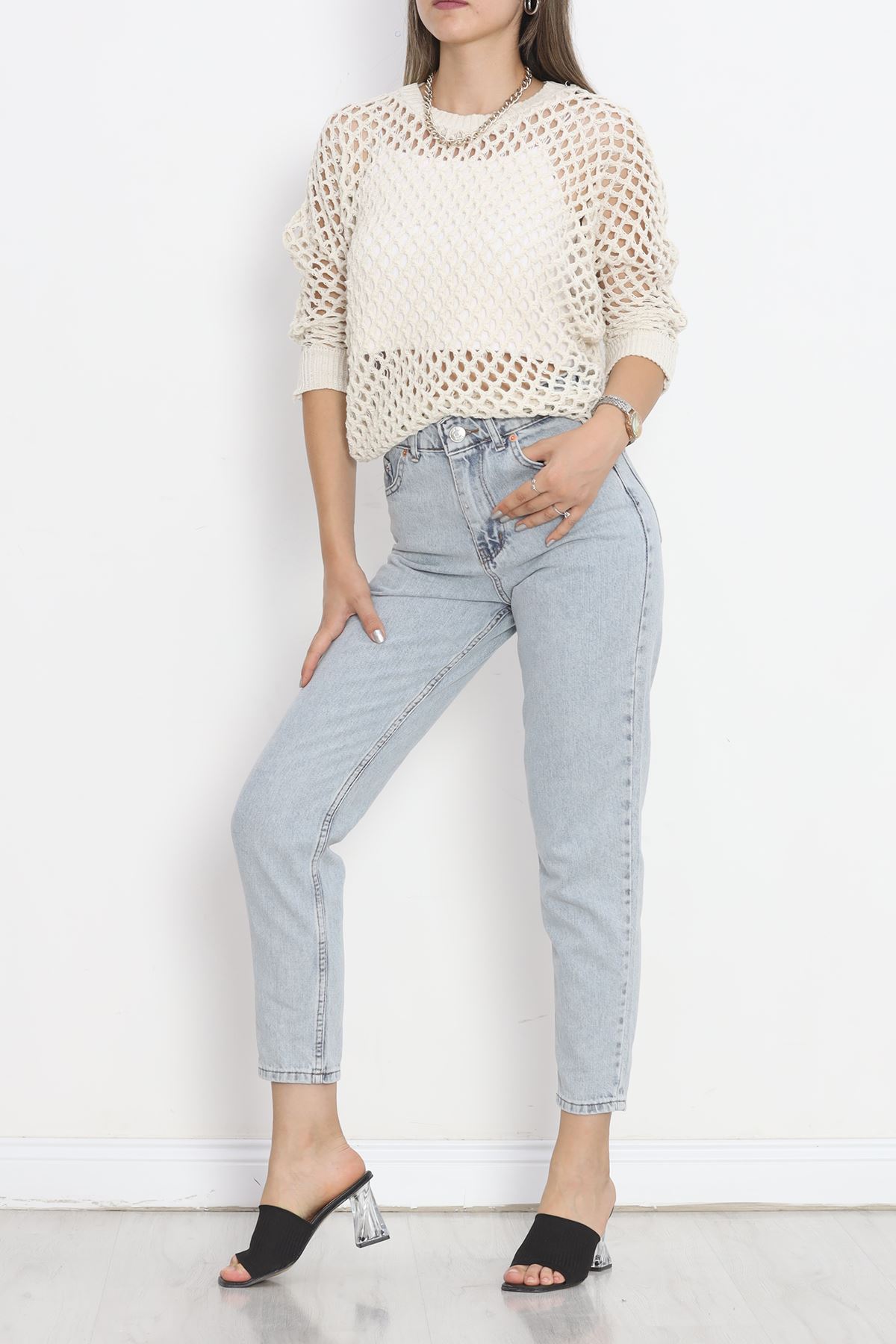 Perforated Sweater Cream - 18835.1247.