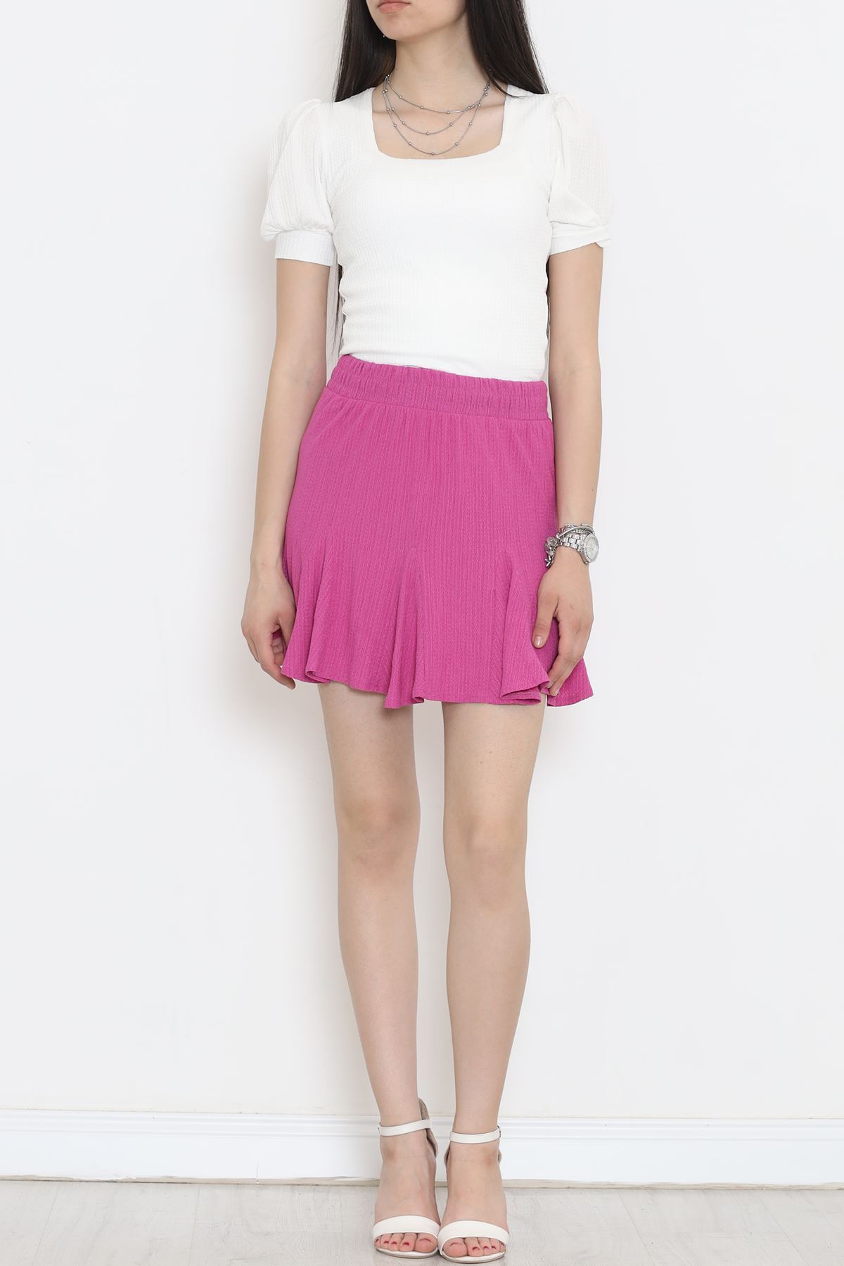 Fuchsia Fuchsia Flared Skirt with Elasticized Waist - 12576.631.