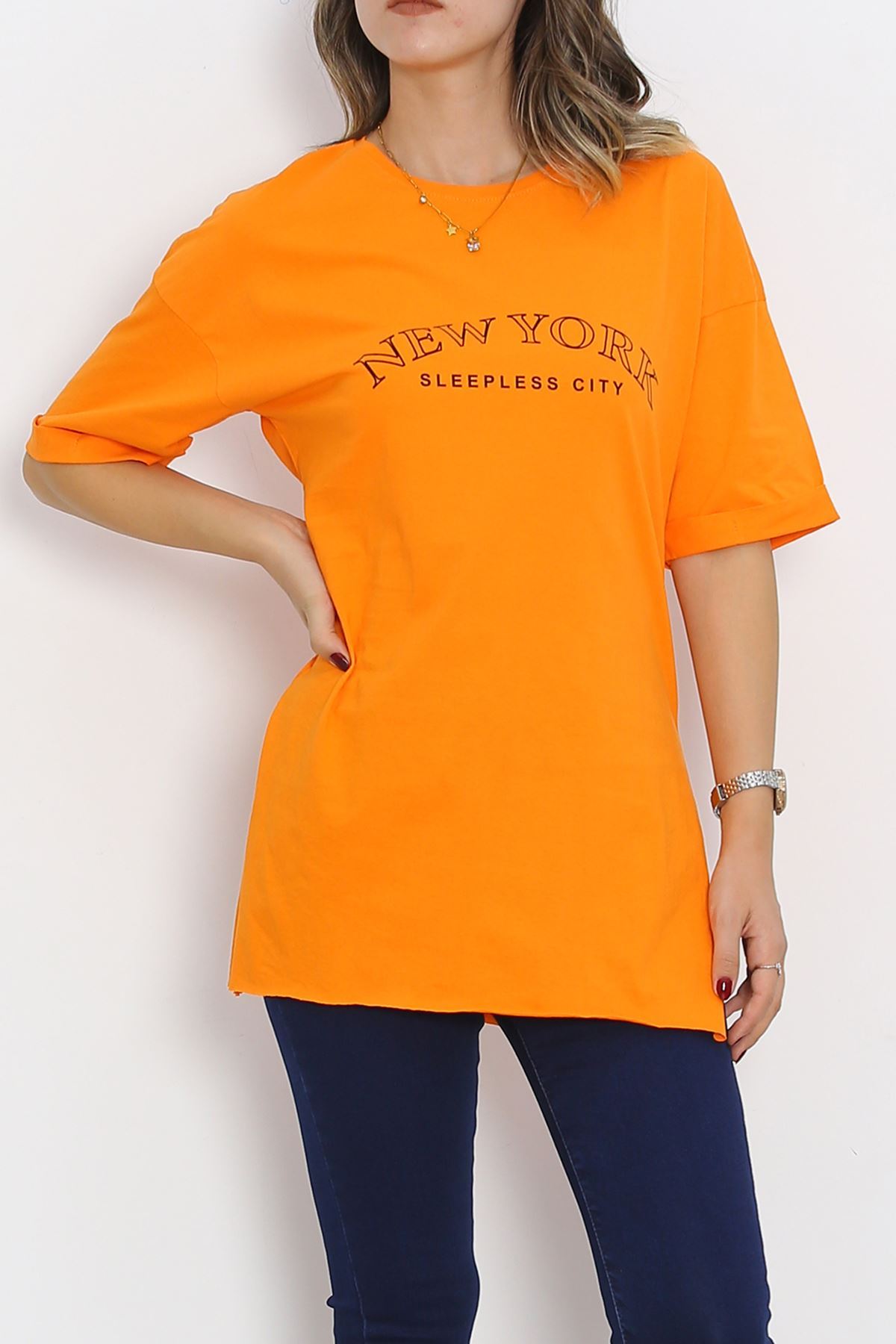 Printed Double Sleeve T-Shirt Orange - 16560.1567.