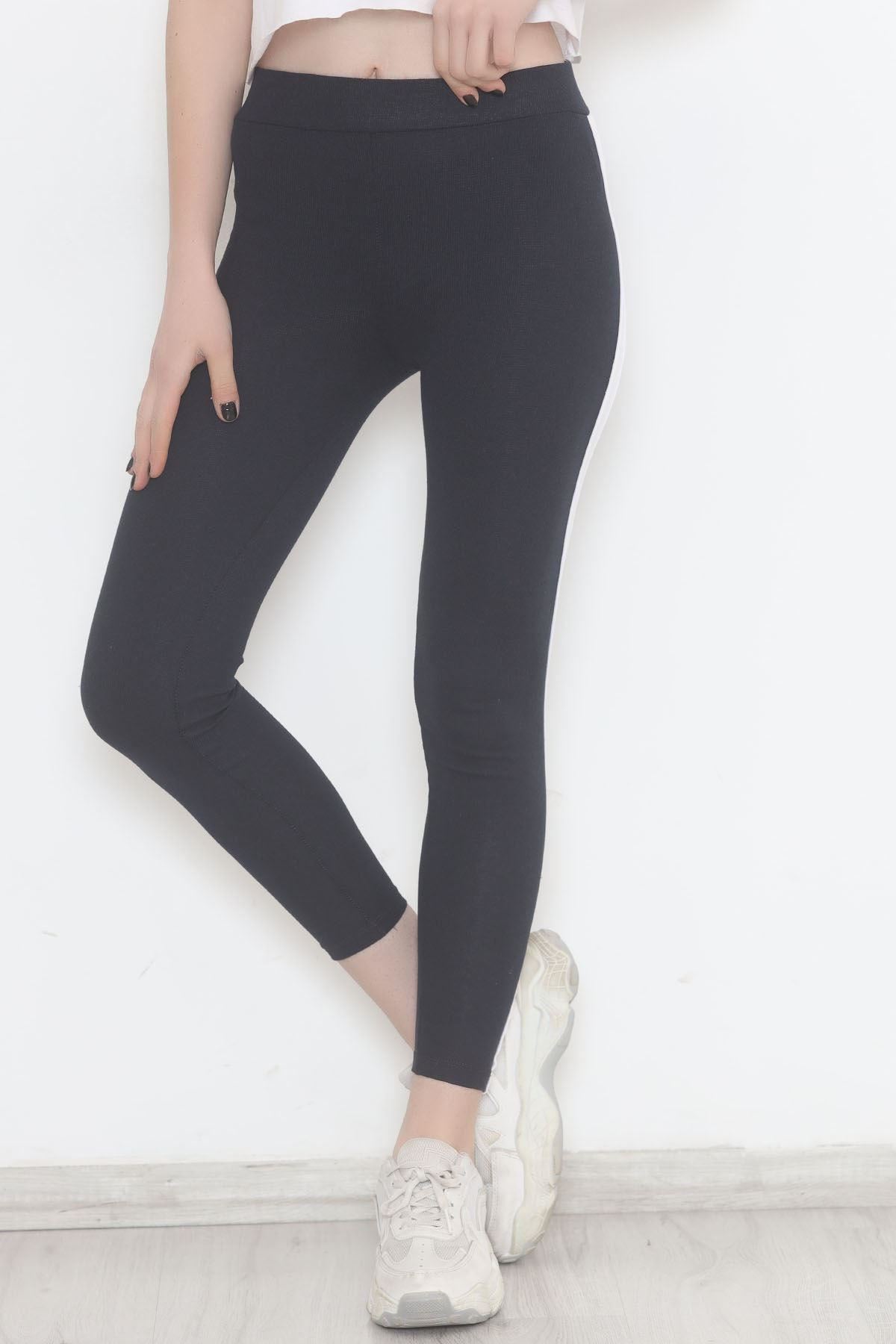 Single Stripe Ribbed Leggings Navy White - 10293.1567.