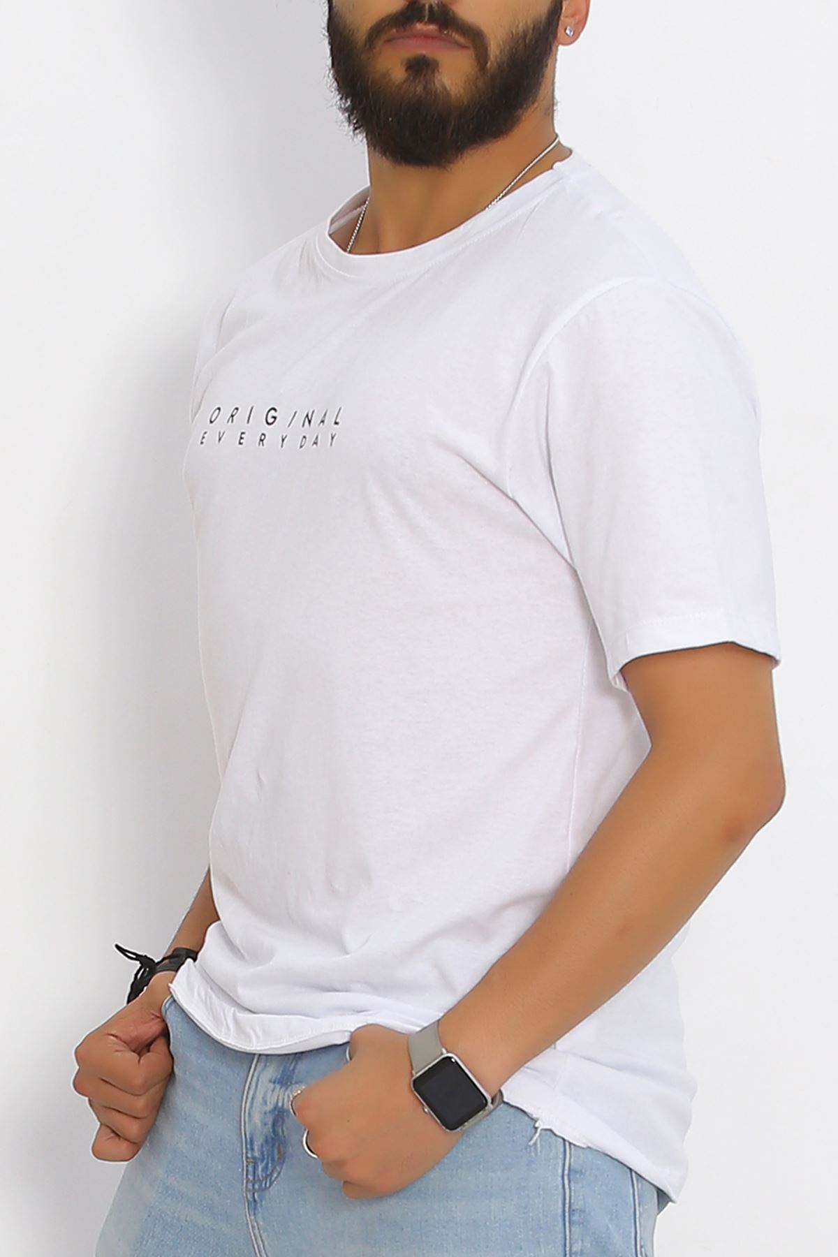 Printed Oversize Men's T-Shirt White - 20020.1567.