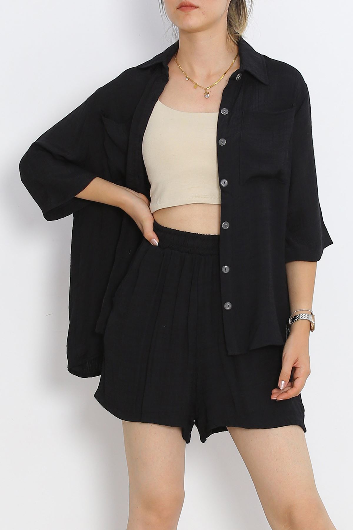 Linen Shorts Set Black - 1009.1247.