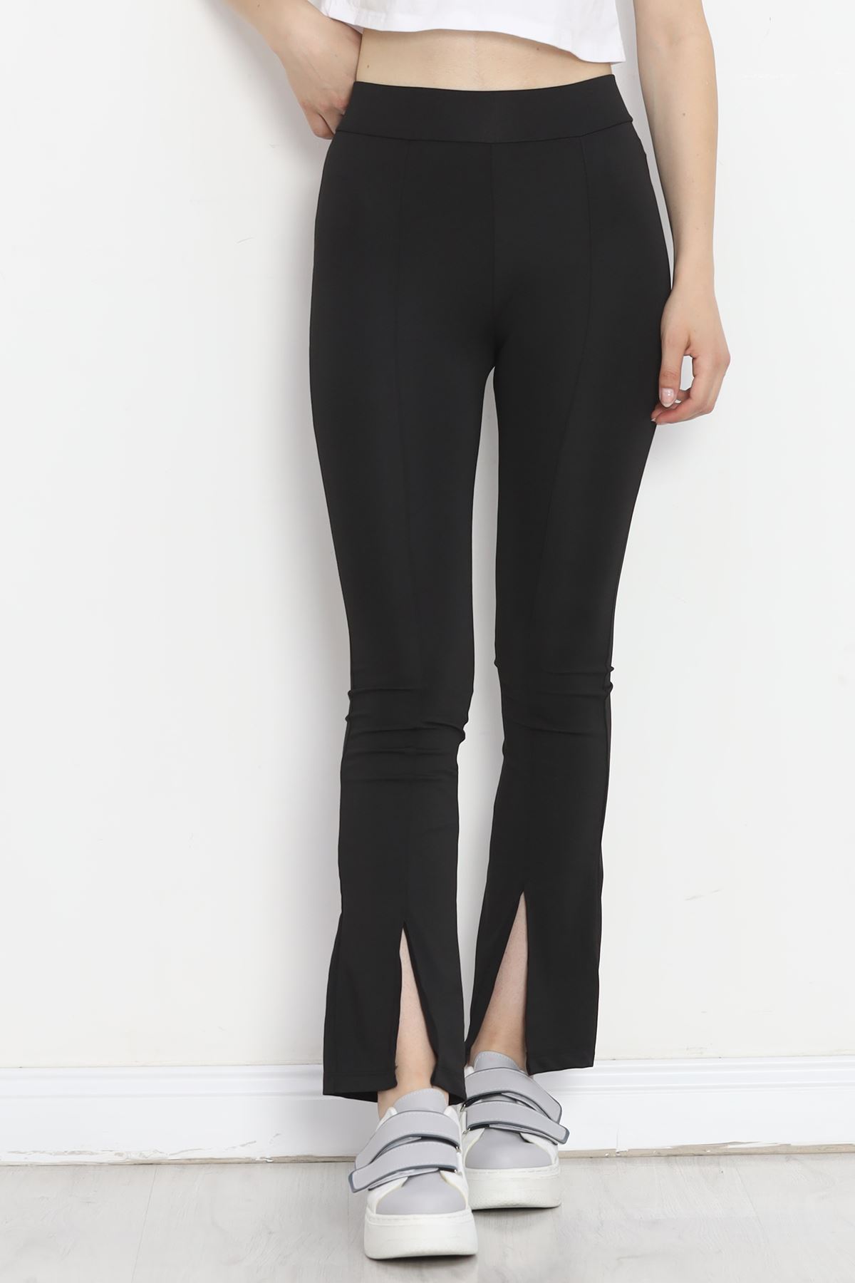 Flared Leggings with Front Slits Black - 16808.1098.