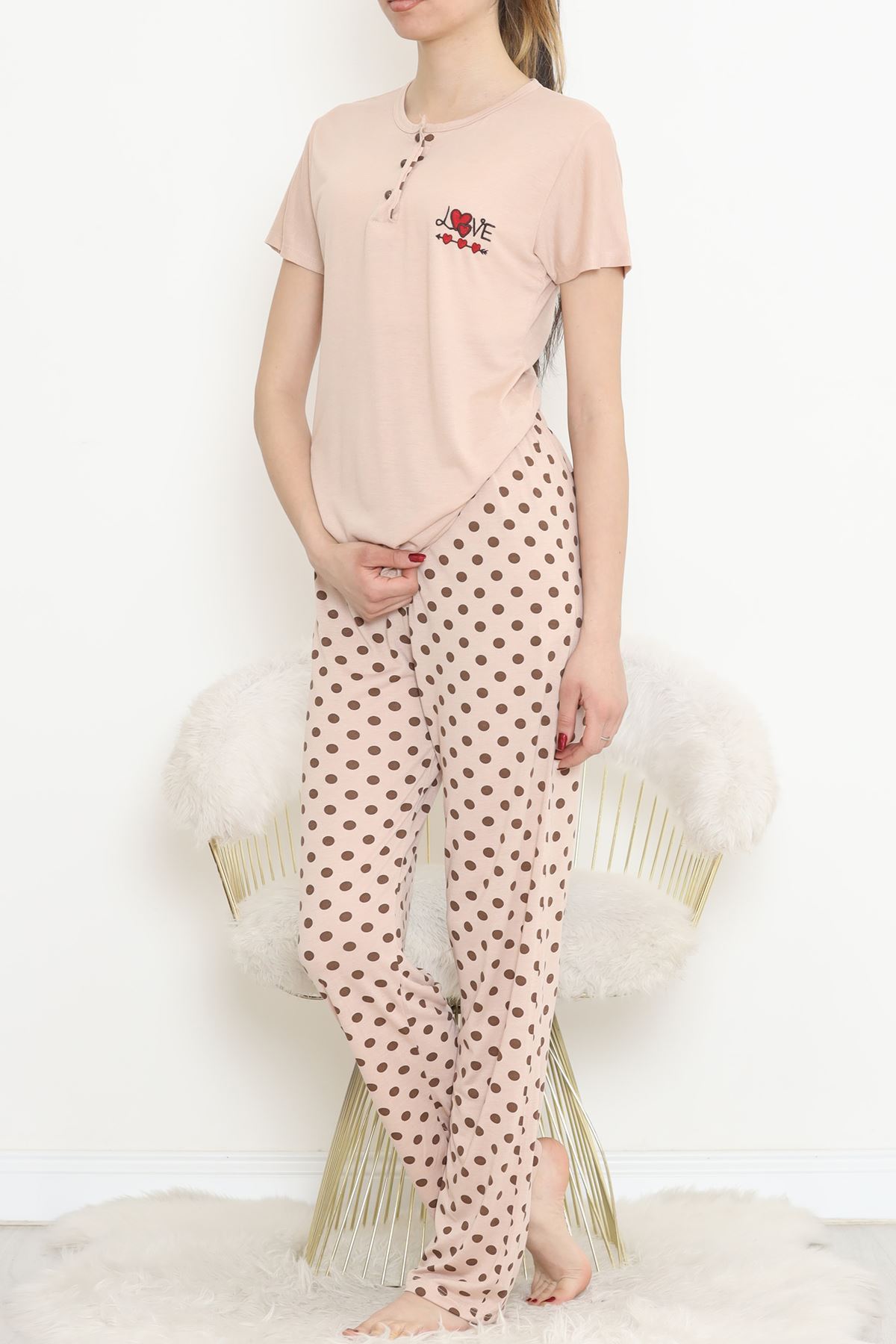 Button Pajama Set Beige - 704.1287.